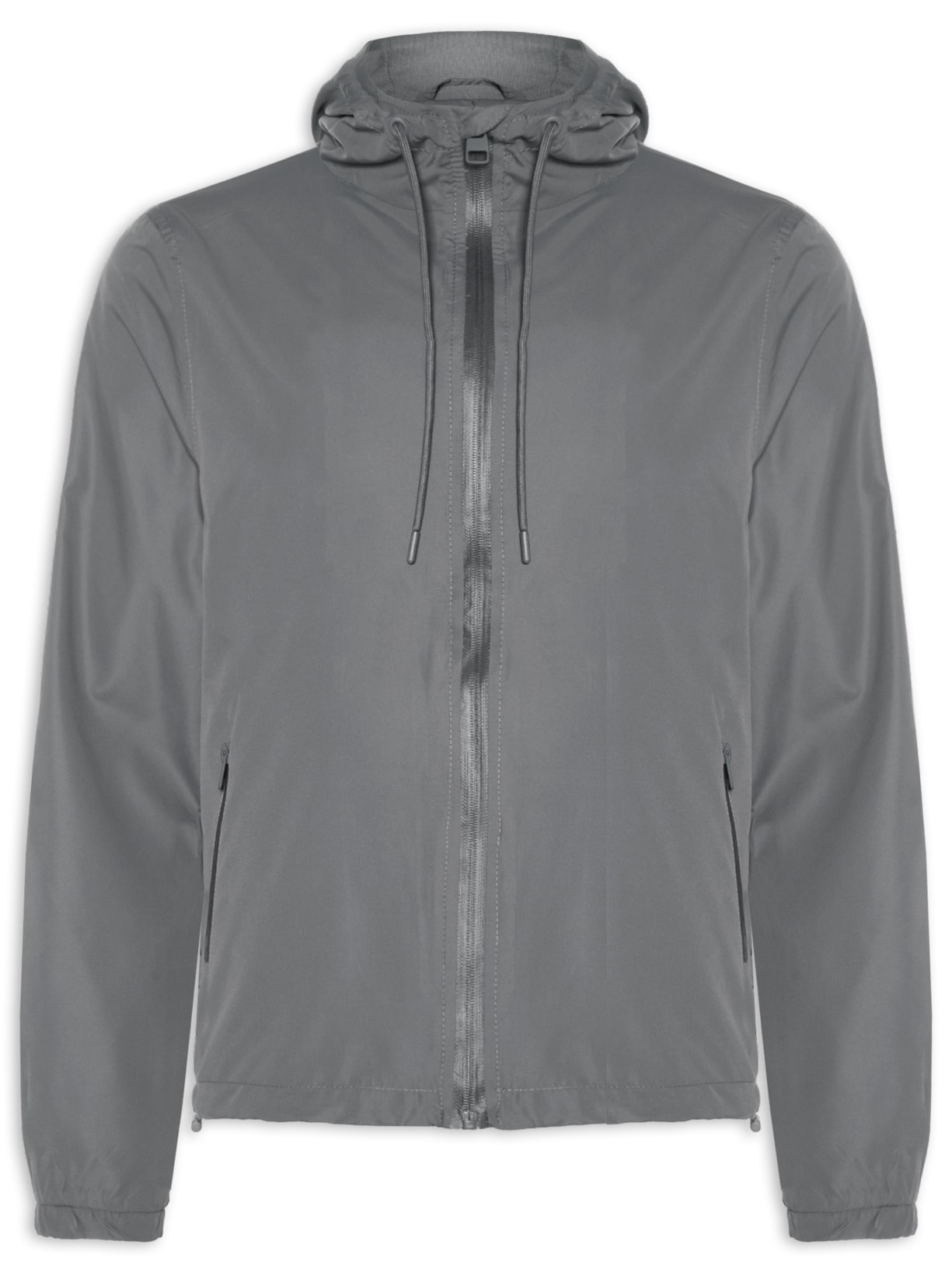 Jaqueta Masculina Corta Vento Com Capuz Cinza Basiq Men