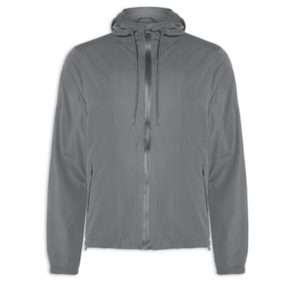 Jaqueta Masculina Corta Vento Com Capuz - Cinza