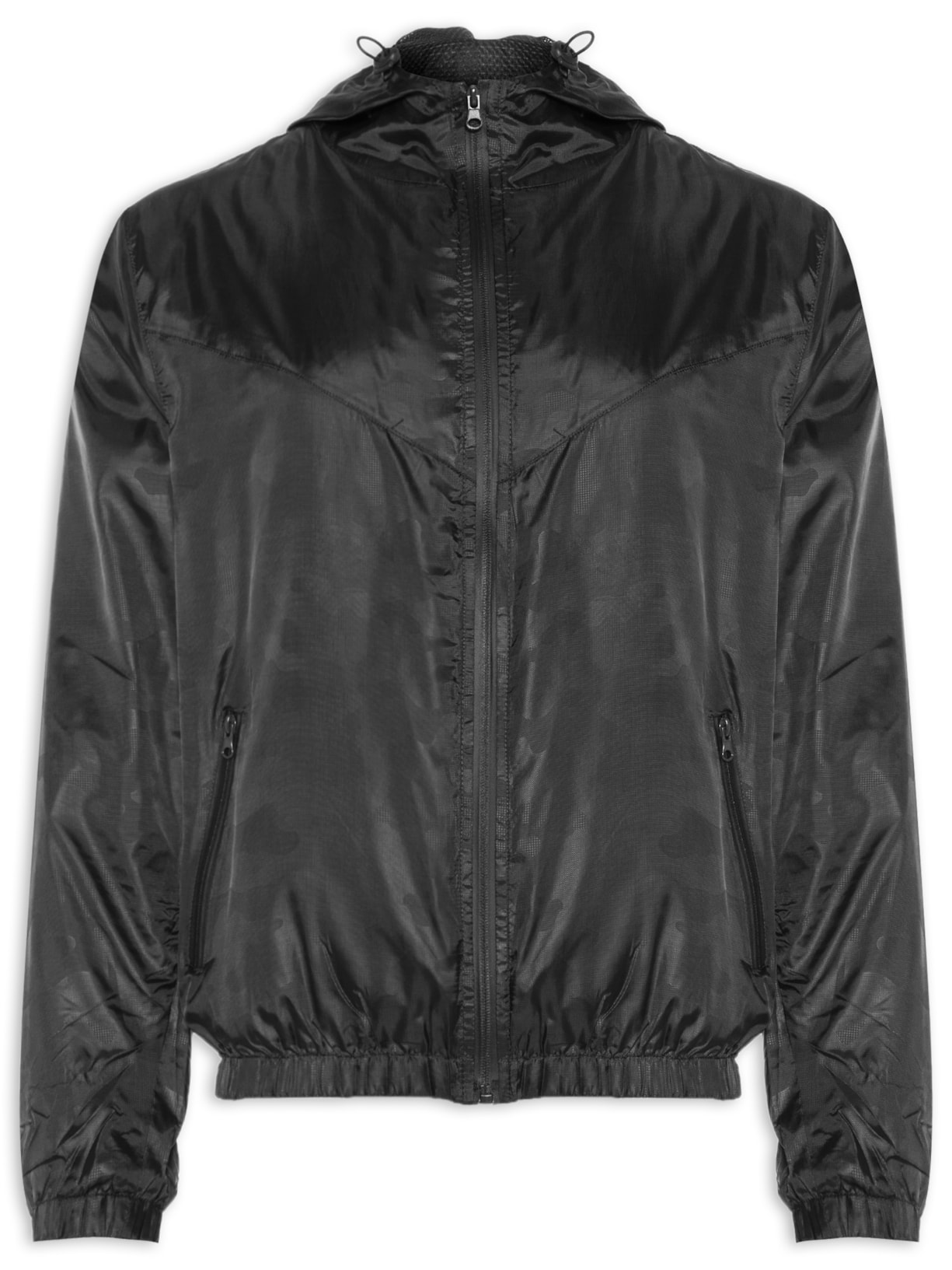 Jaqueta Masculina Corta Vento Com Capuz - Preto