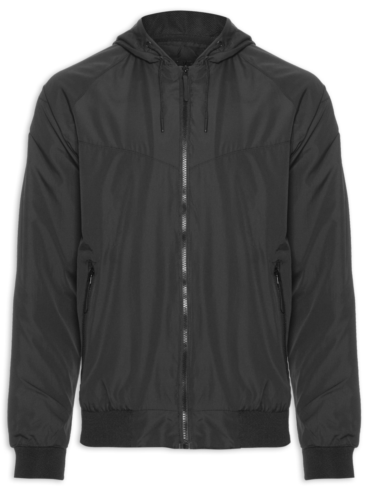 Jaqueta Masculina Corta Vento Com Capuz - Preto