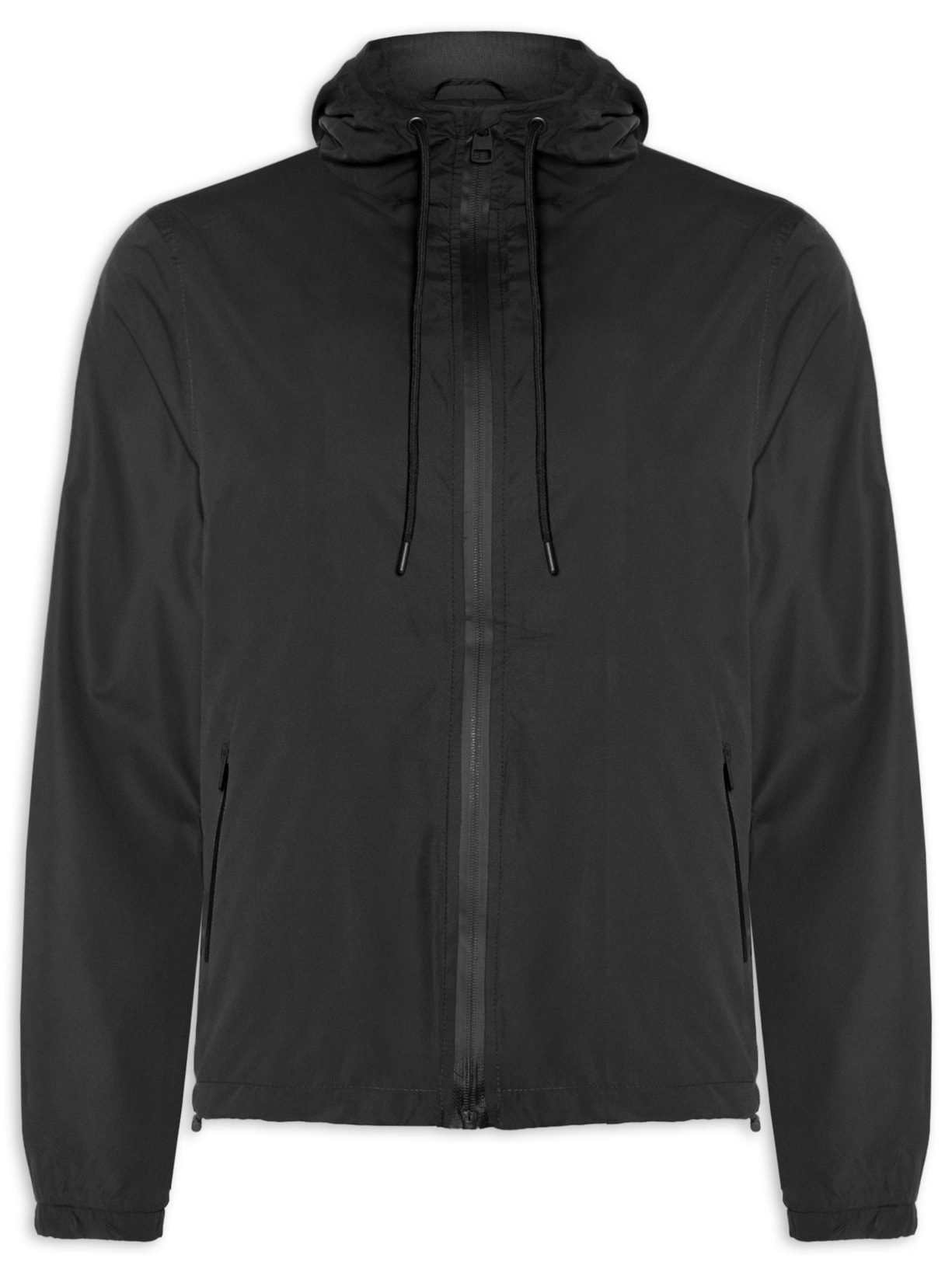 Jaqueta Masculina Corta Vento Com Capuz - Preto
