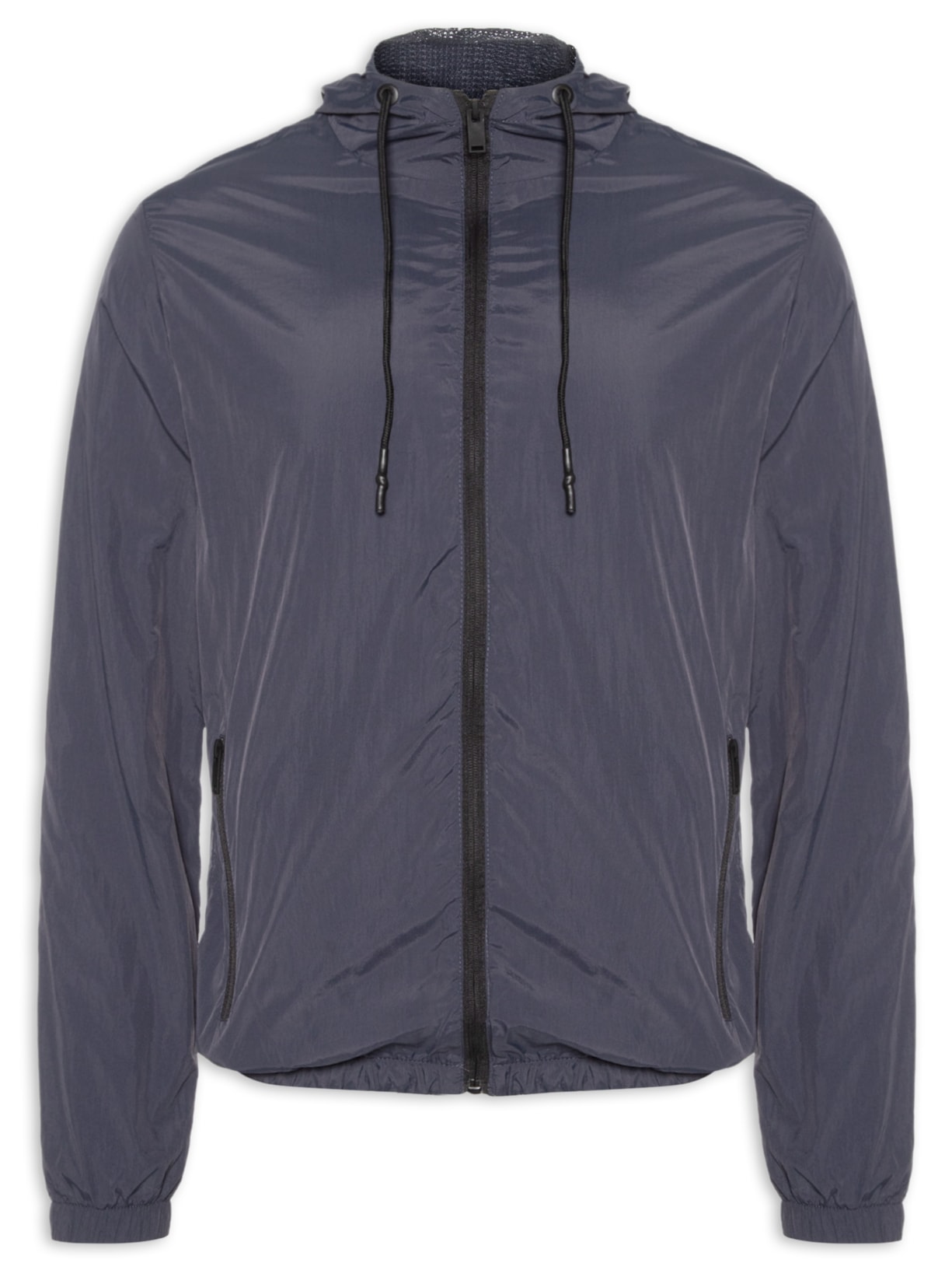 Jaqueta Masculina Corta Vento Com Gorro Azul Basiq Men