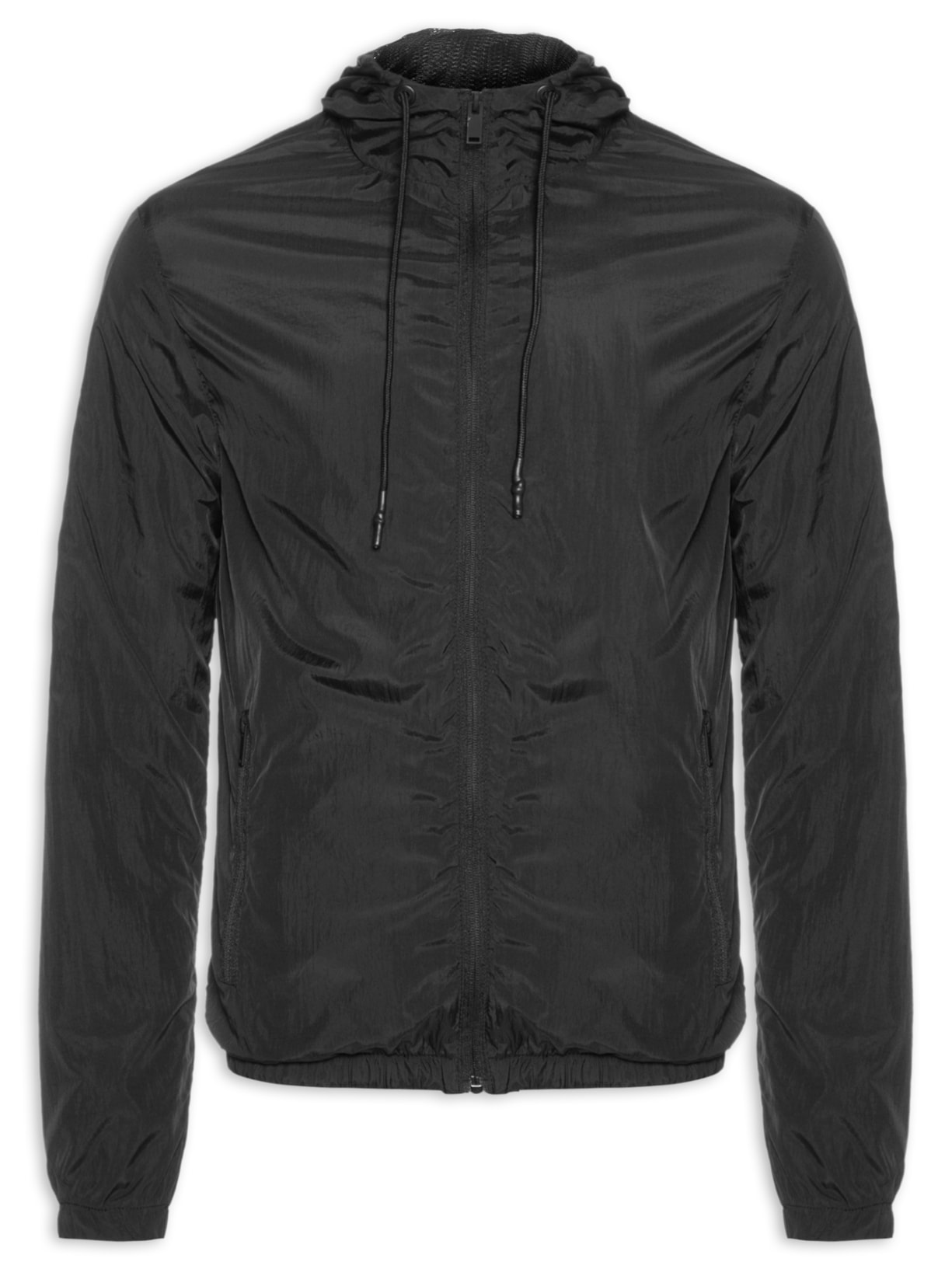 Jaqueta Masculina Corta Vento Com Gorro Preto Basiq Men