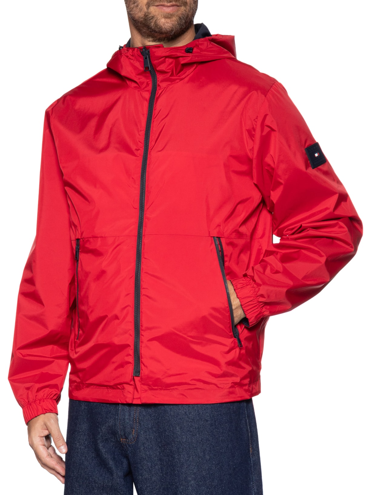 Jaqueta Masculina Corta Vento Dupla Face Color Block Azul Tommy Hilfiger