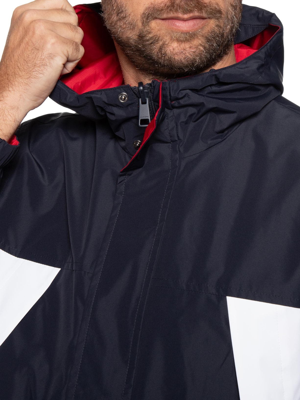 Jaqueta Masculina Corta Vento Dupla Face Color Block Azul Tommy Hilfiger