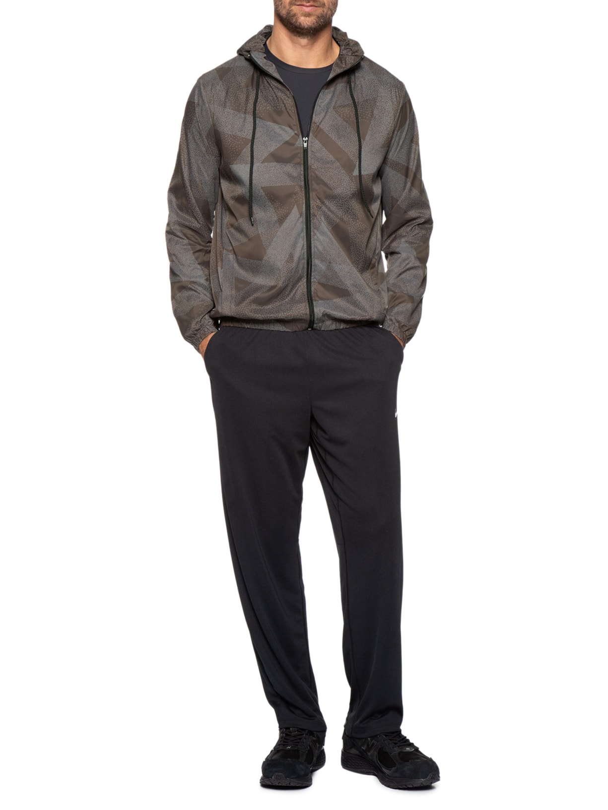 Jaqueta Masculina Corta Vento Estampada Marrom Basiq Men