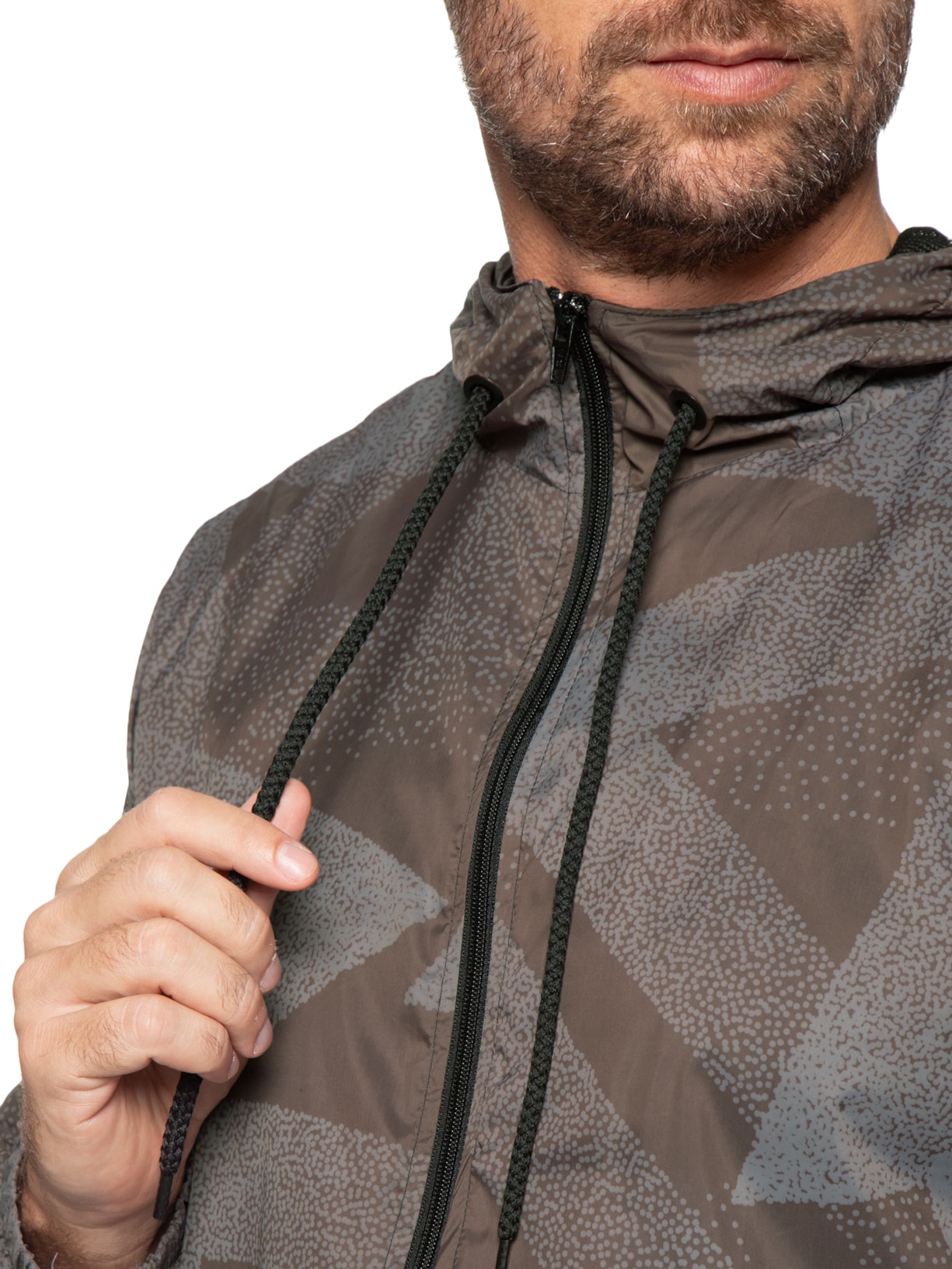 Jaqueta Masculina Corta Vento Estampada Marrom Basiq Men