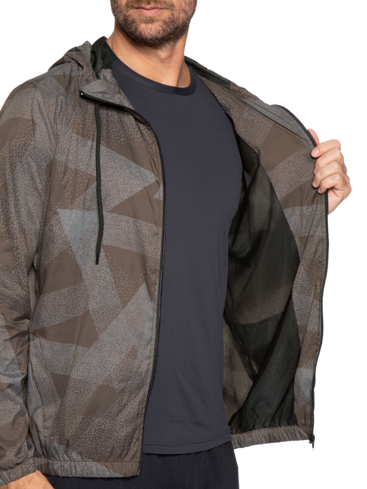 Jaqueta Masculina Corta Vento Estampada Marrom Basiq Men