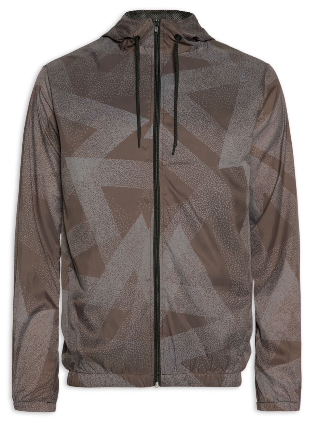 Jaqueta Masculina Corta Vento Estampada - Marrom