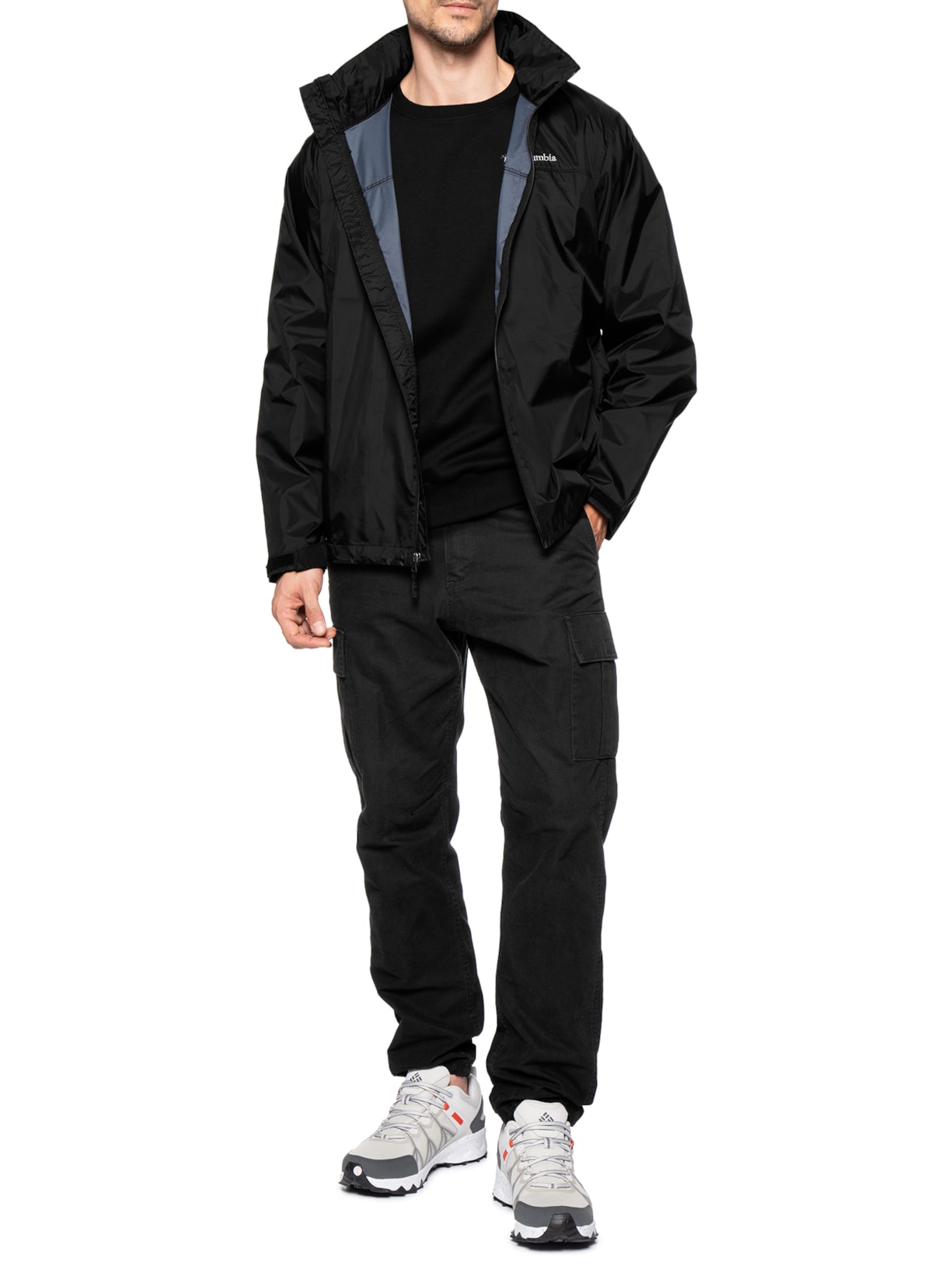 Jaqueta Masculina Corta-Vento Glennaker Lake II Com Capuz Preto Columbia