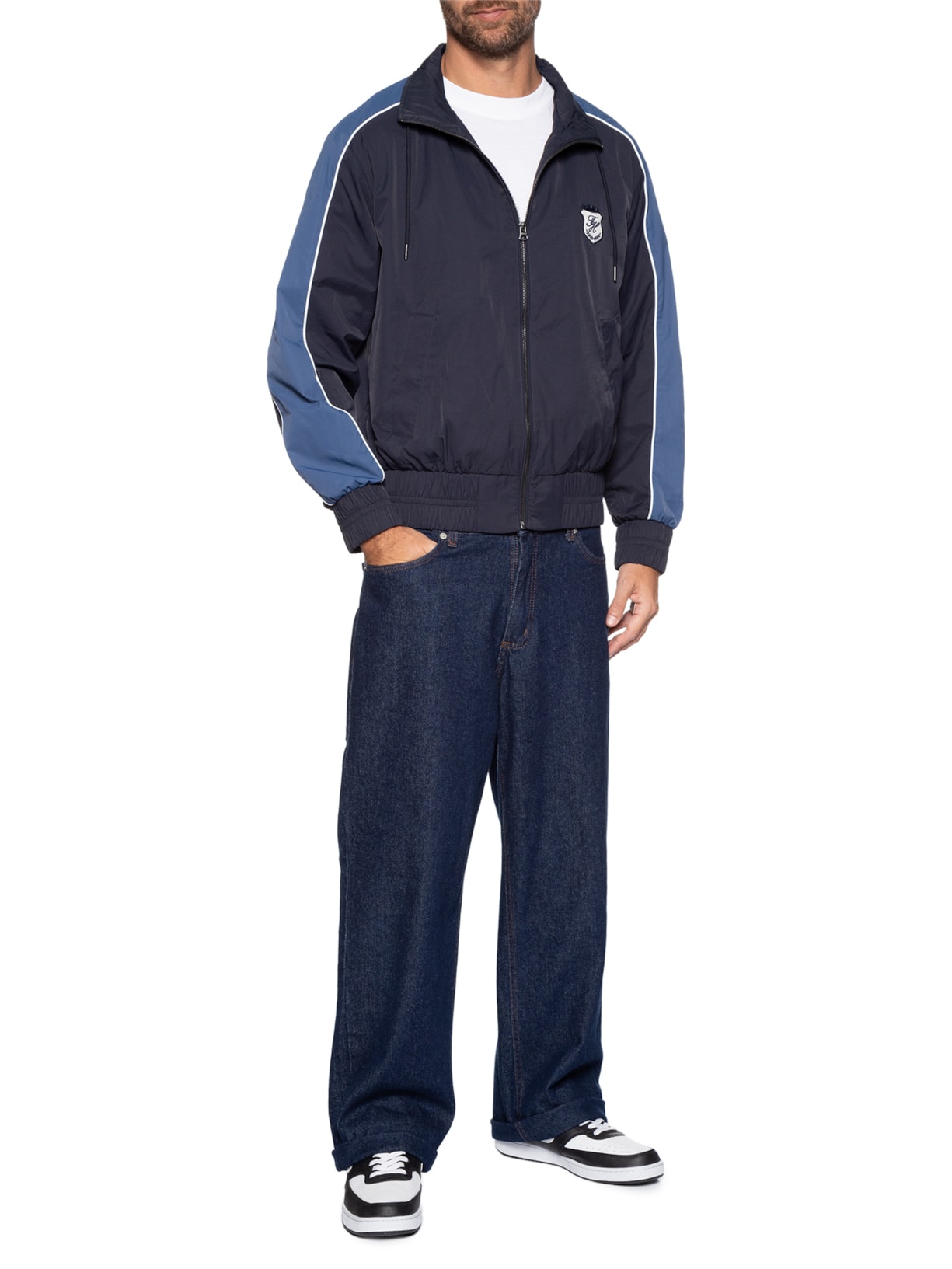 Jaqueta Masculina Corta Vento Gola Alta Azul Tommy Hilfiger