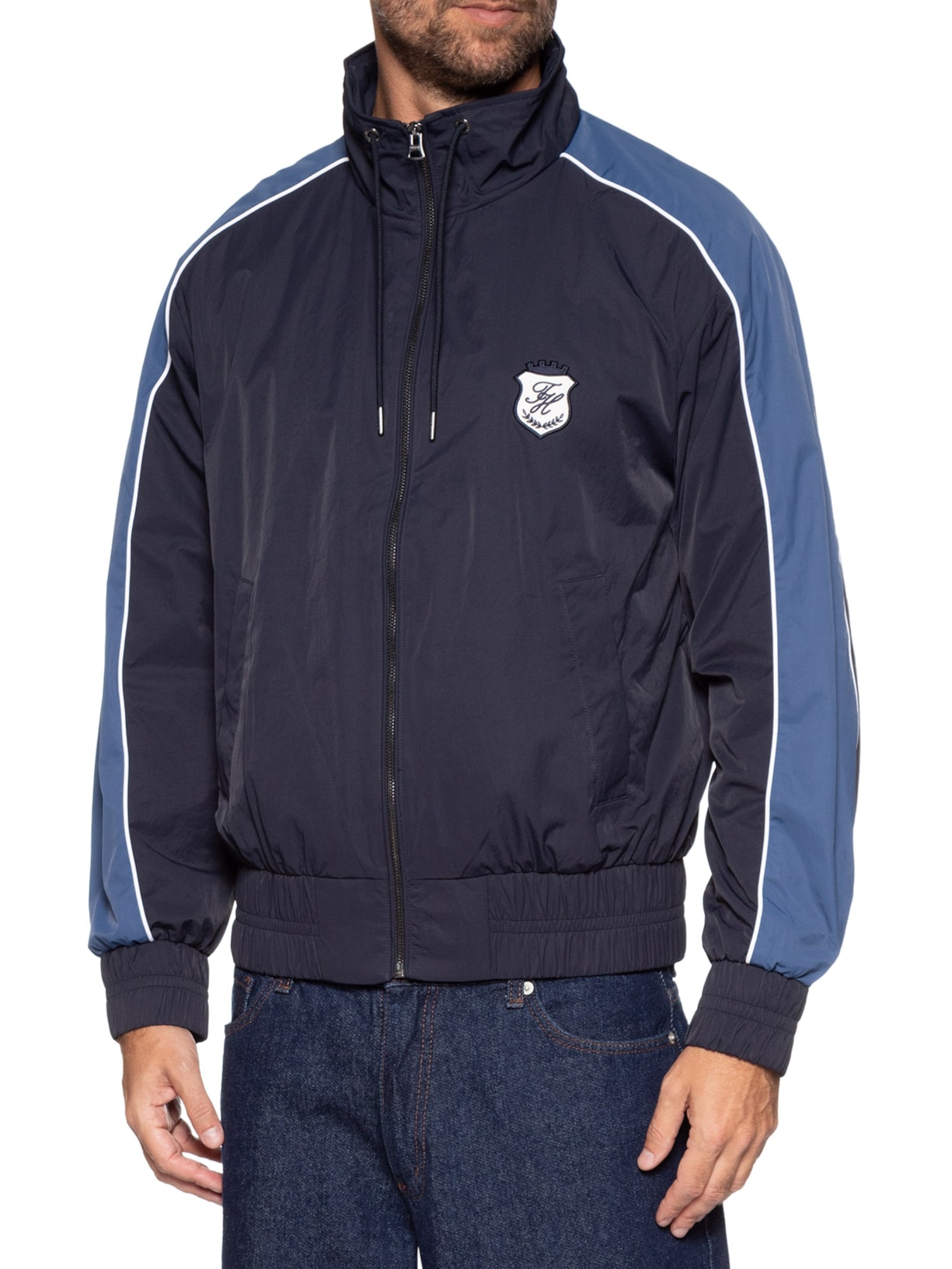 Jaqueta Masculina Corta Vento Gola Alta Azul Tommy Hilfiger