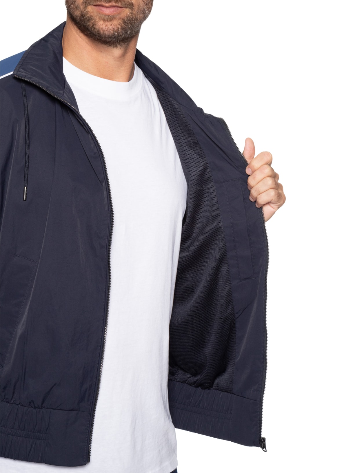 Jaqueta Masculina Corta Vento Gola Alta Azul Tommy Hilfiger