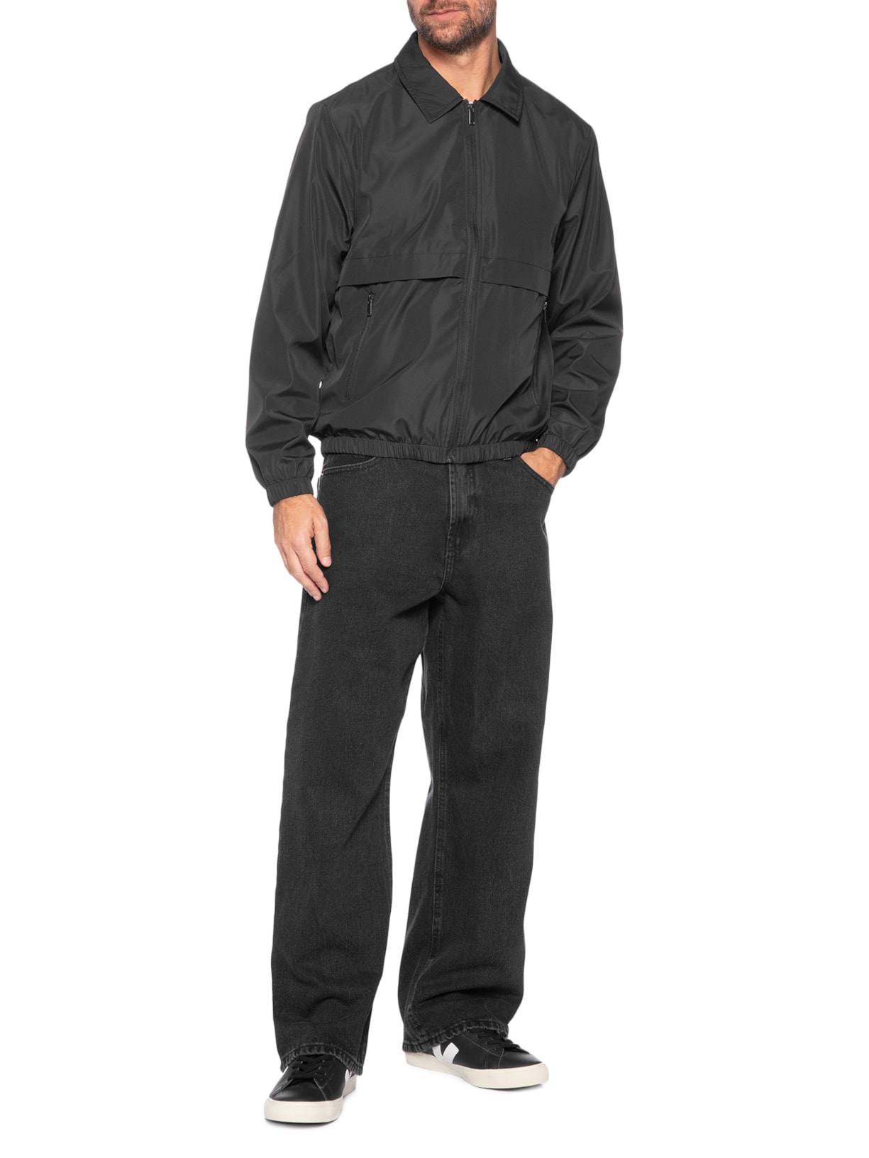 Jaqueta Masculina Corta Vento Preto Basiq Men