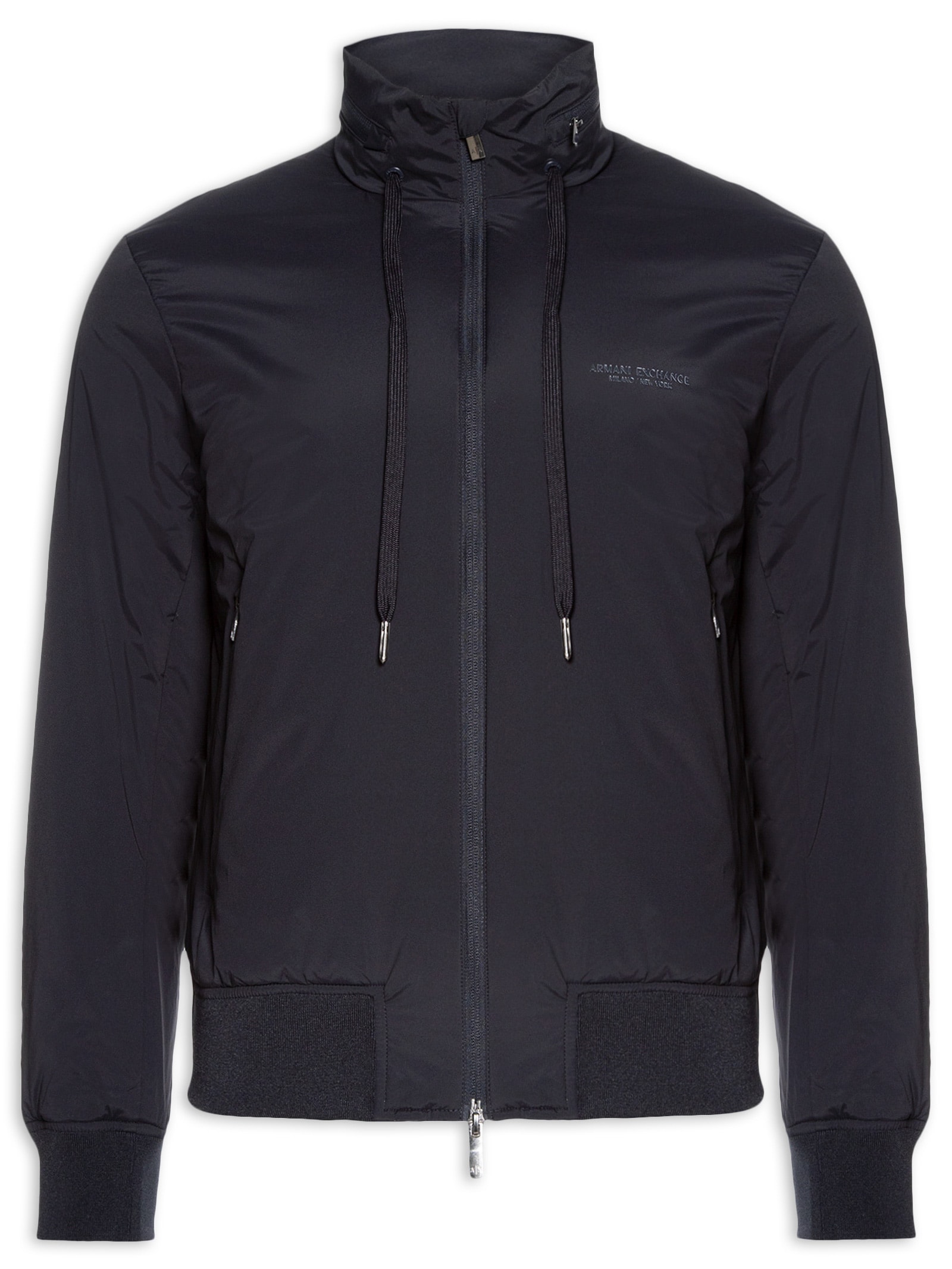 Armani Exchange - Jaqueta Masculina Corta-Vento Stretch Nylon - Azul