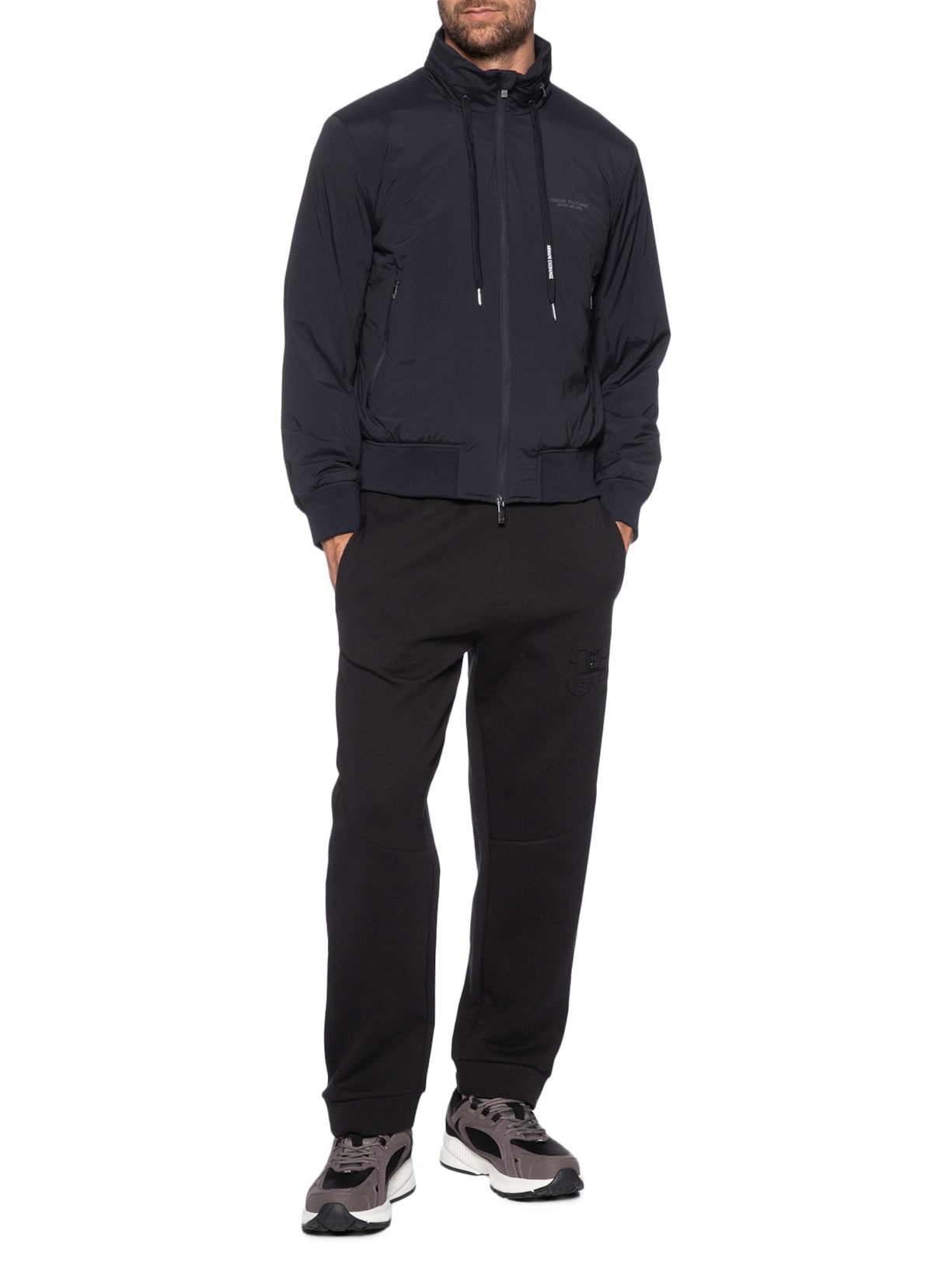 Jaqueta Masculina Corta-Vento Stretch Nylon Azul Armani Exchange