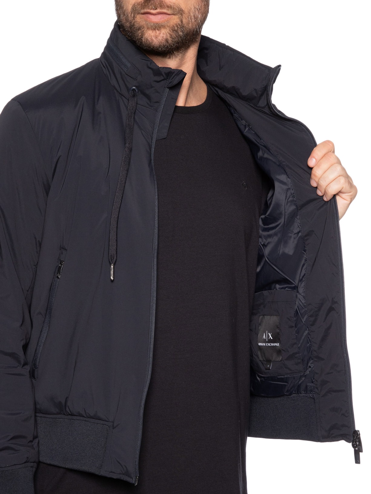 Jaqueta Masculina Corta-Vento Stretch Nylon Azul Armani Exchange