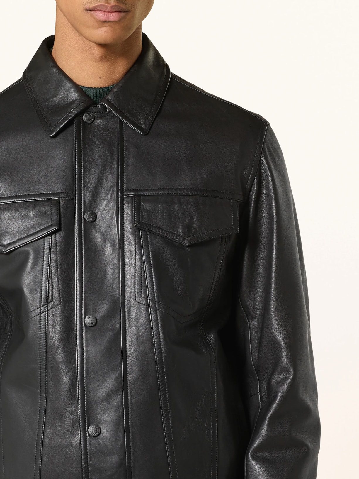 Jaqueta Masculina Couro Jocruz Preto Boss