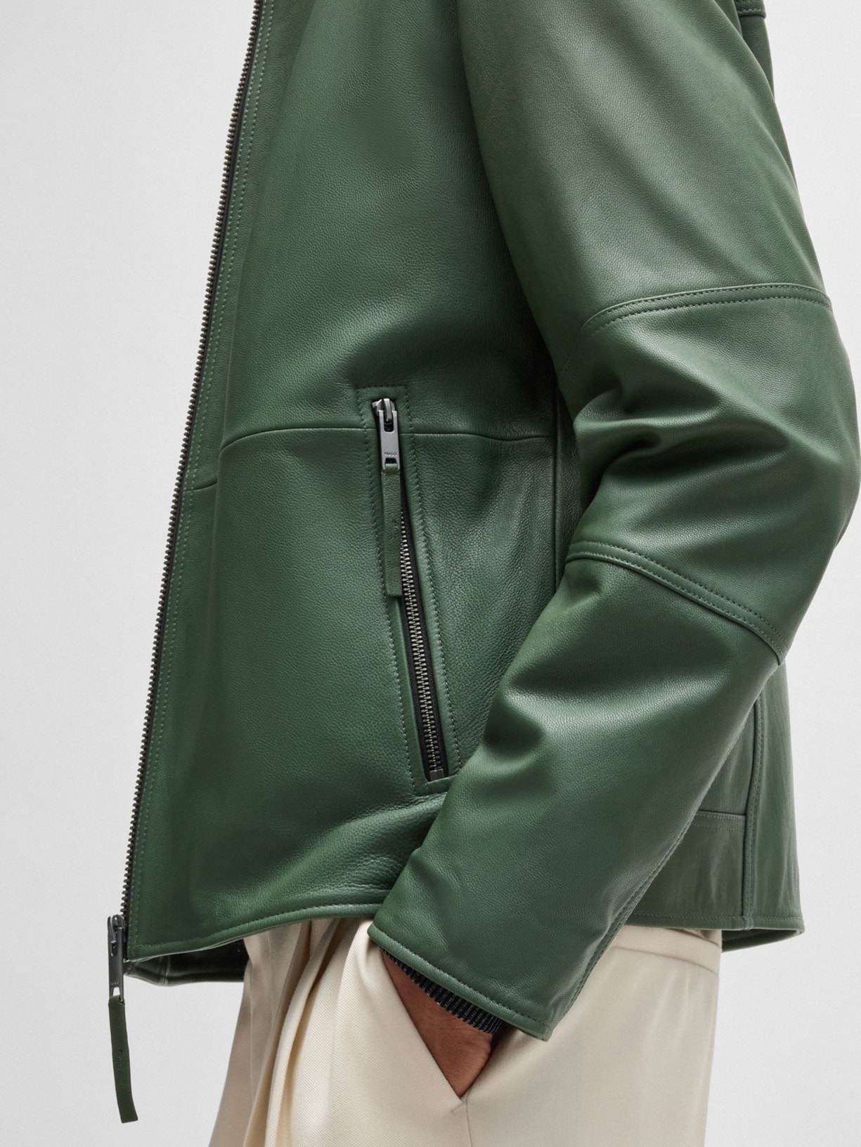 Jaqueta Masculina Couro Lokis-3 Verde Hugo