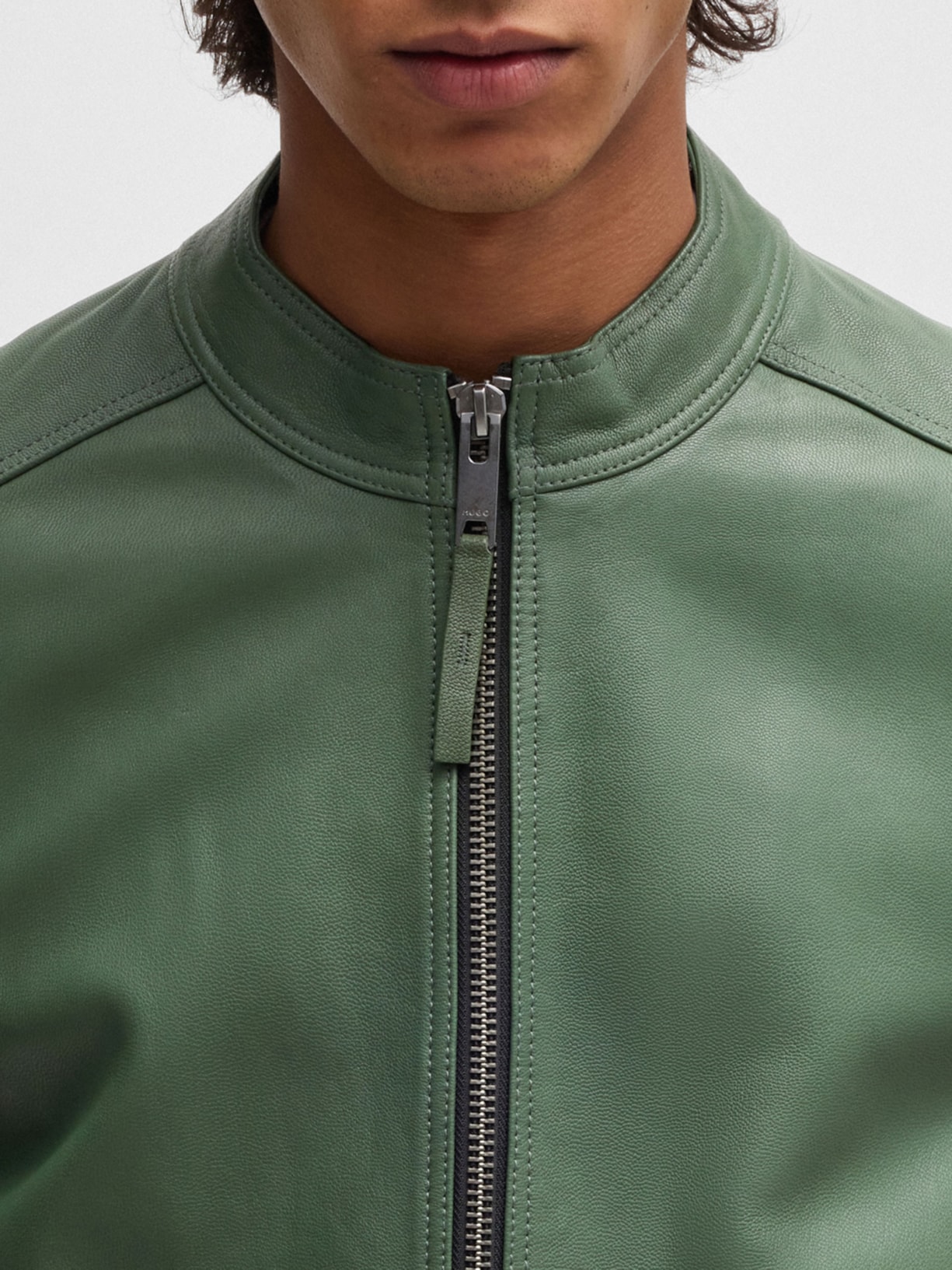 Jaqueta Masculina Couro Lokis-3 Verde Hugo