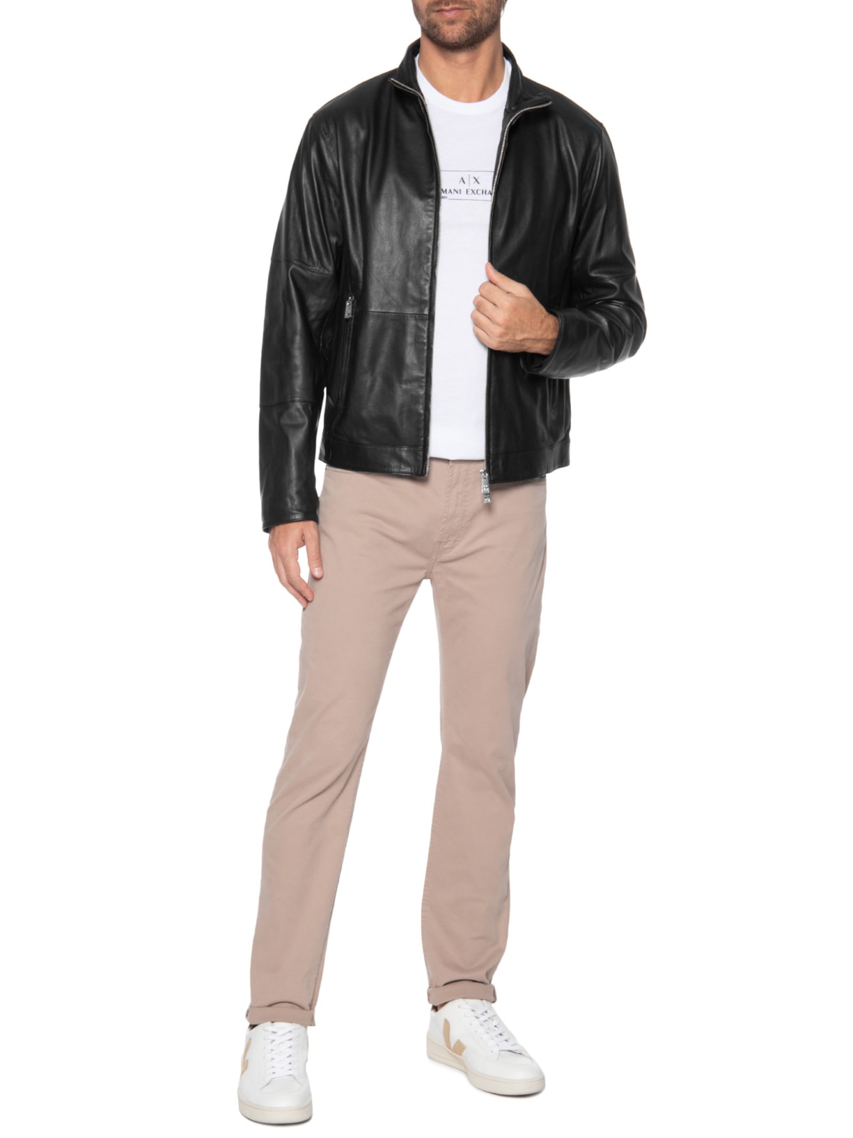 Jaqueta Masculina Couro Armani Exchange Preto