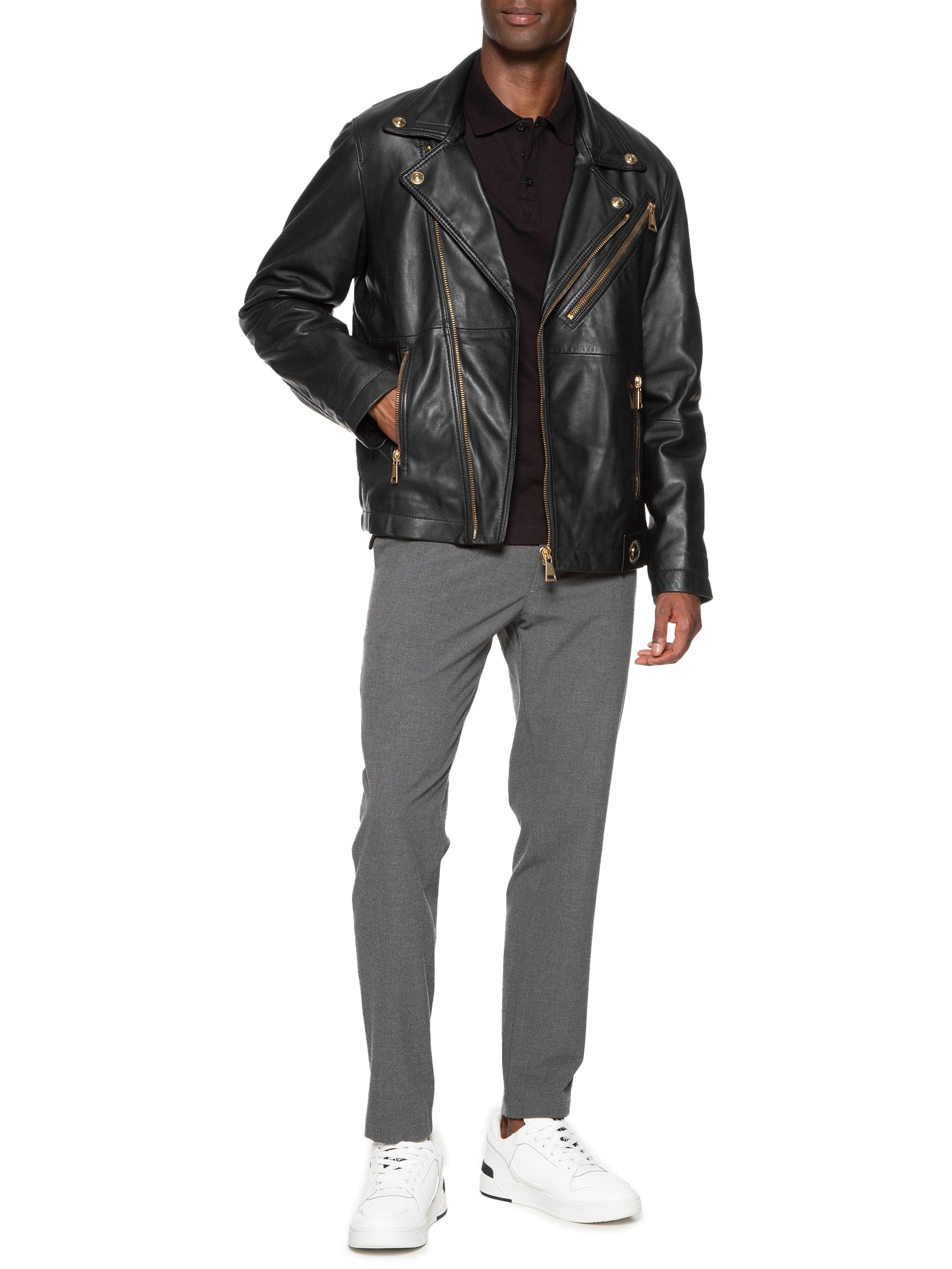 Versace Jeans Couture - Jaqueta Masculina De Couro Biker 77UPP02