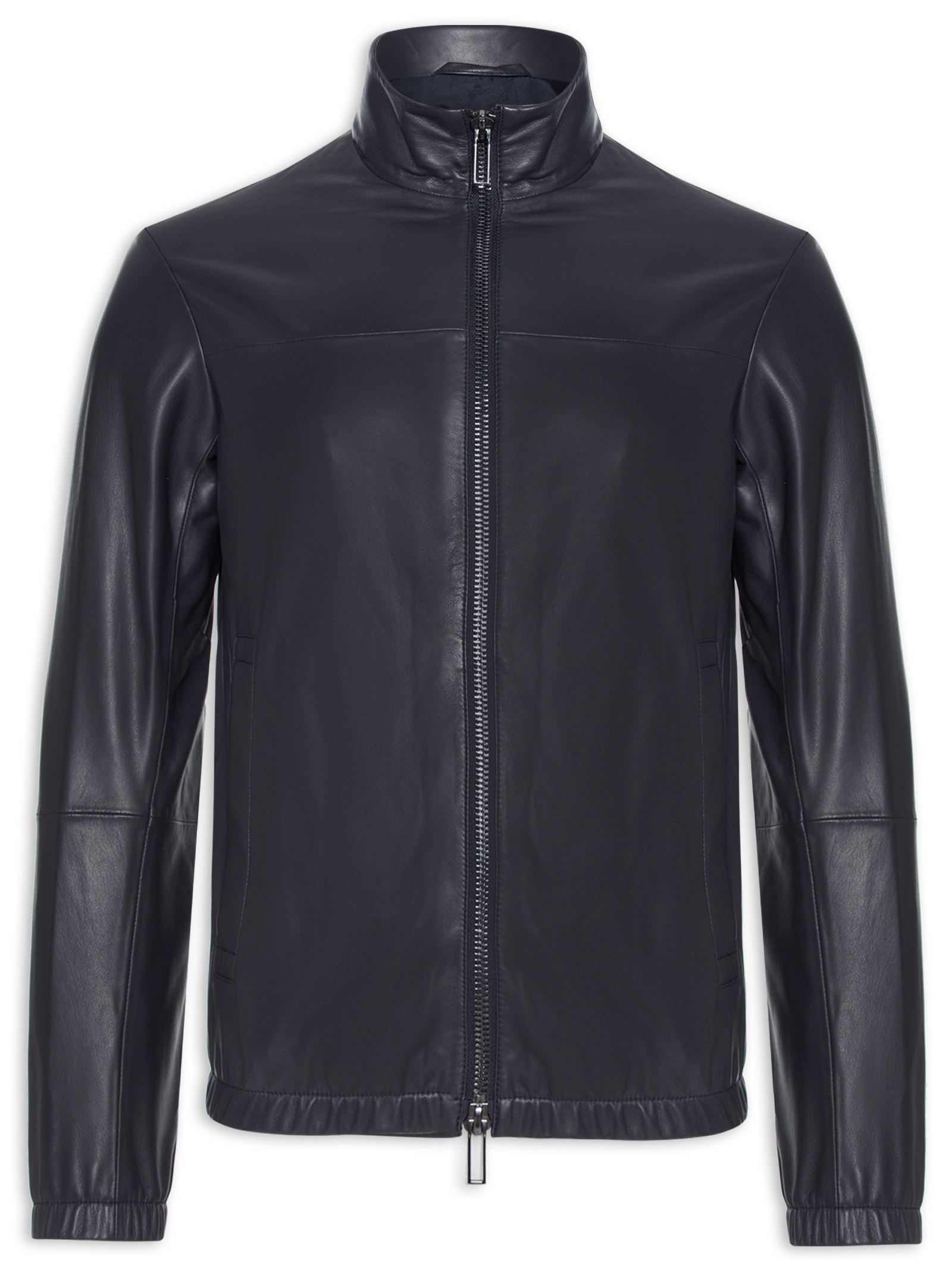 Emporio Armani - Jaqueta Masculina De Couro Blouson Jacket - Azul