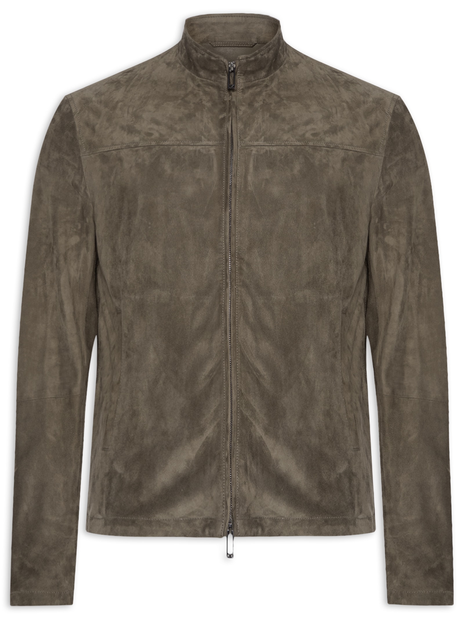 Emporio Armani - Jaqueta Masculina De Couro Blouson Jacket - Marrom