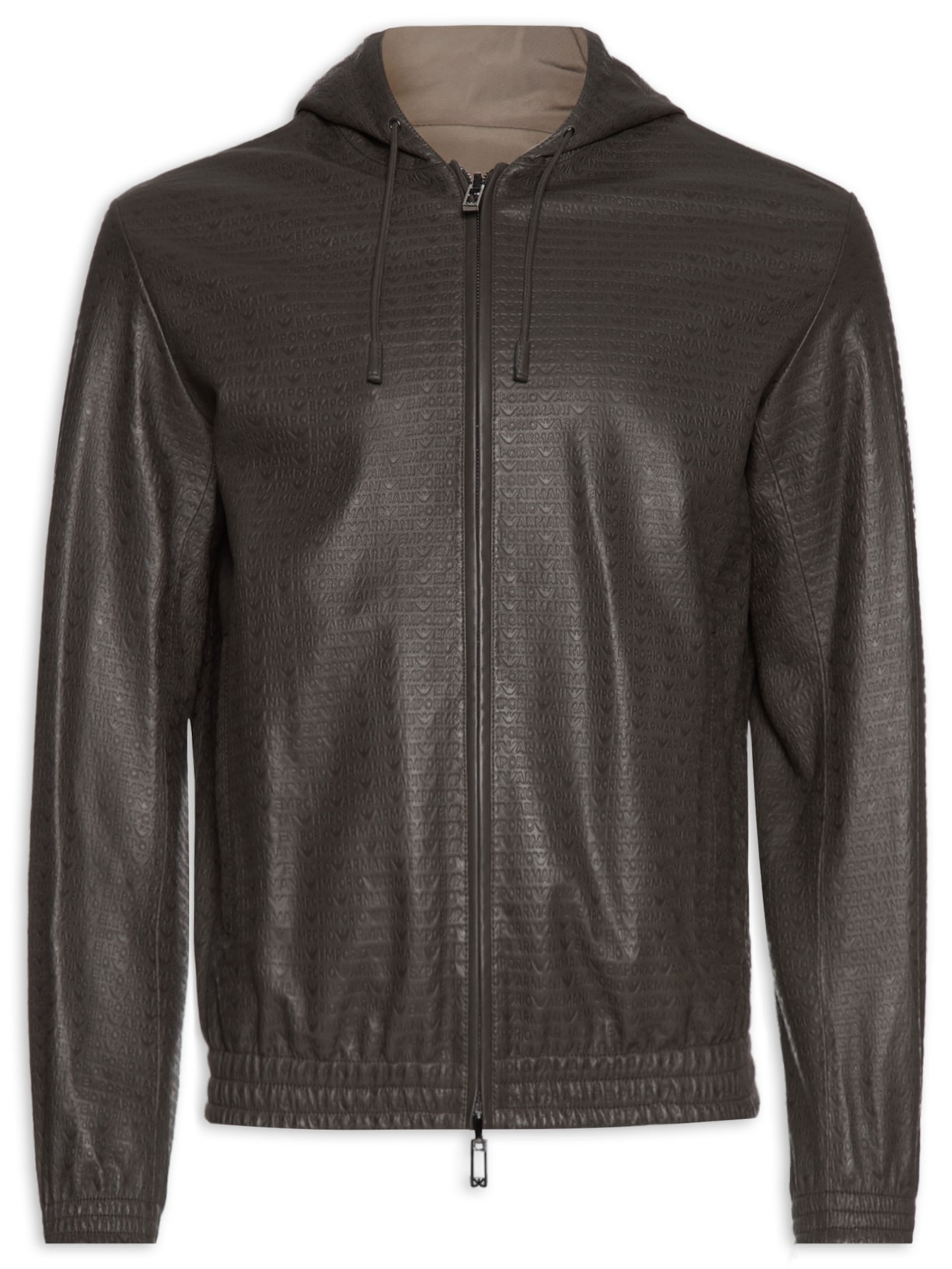 Jaqueta Masculina De Couro Blouson Marrom Emporio Armani