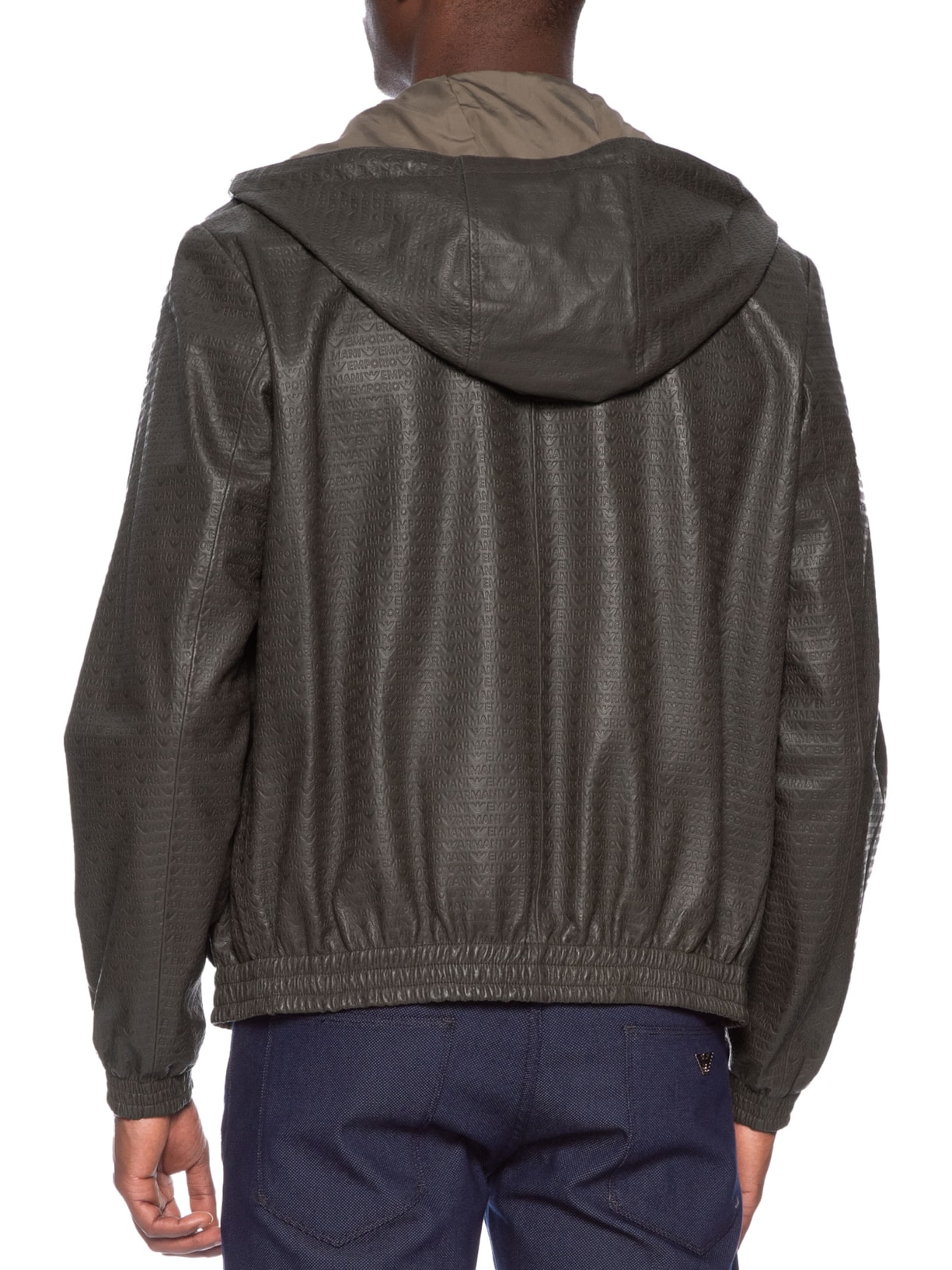 Jaqueta Masculina De Couro Blouson Marrom Emporio Armani