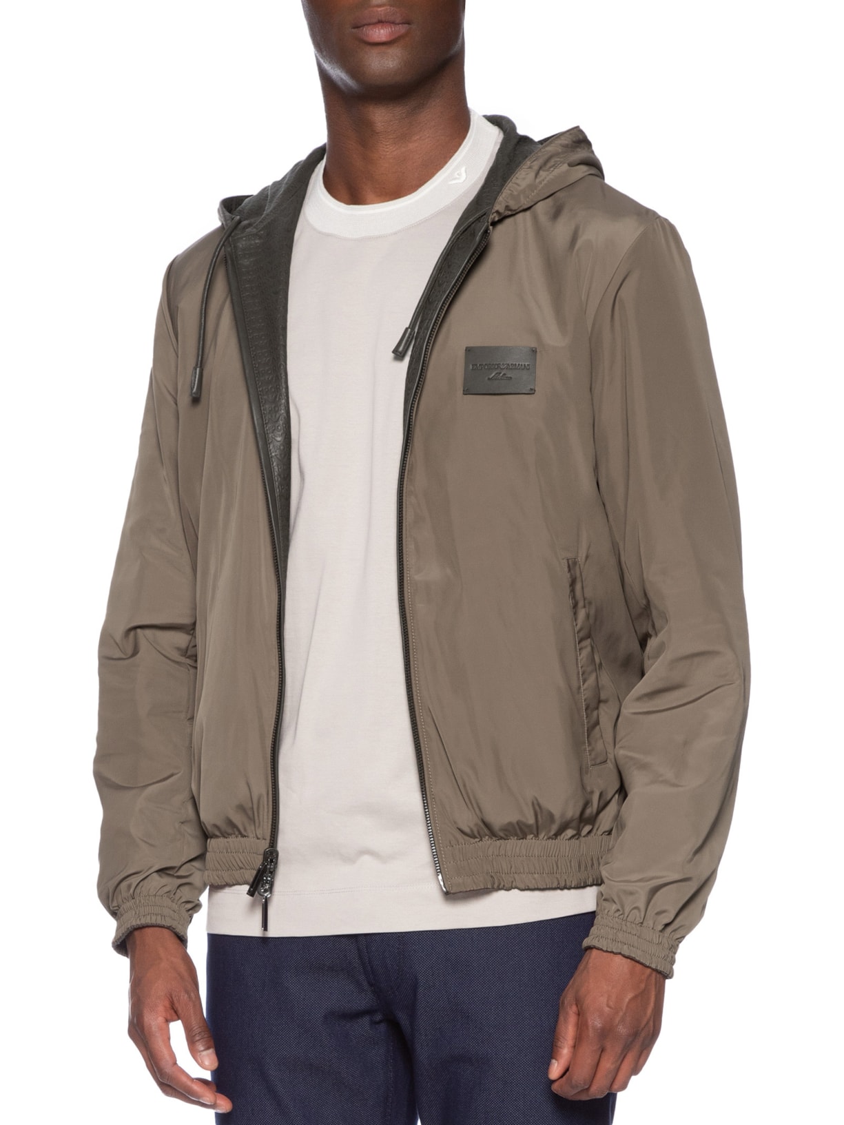 Jaqueta Masculina De Couro Blouson Marrom Emporio Armani