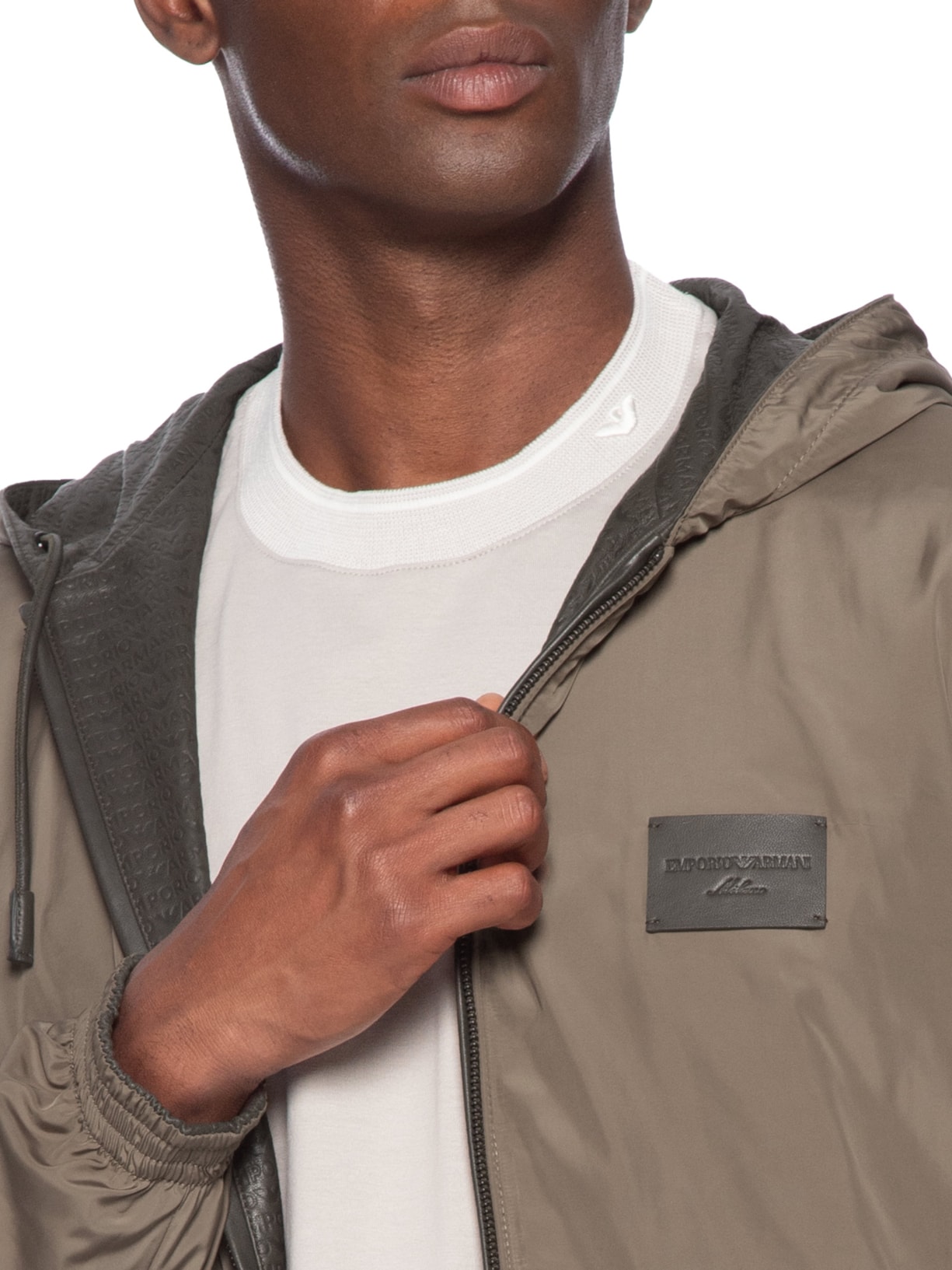 Jaqueta Masculina De Couro Blouson Marrom Emporio Armani