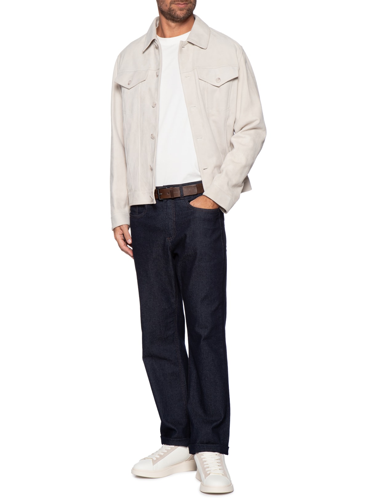 Jaqueta Masculina De Couro C-Merak Off White Boss