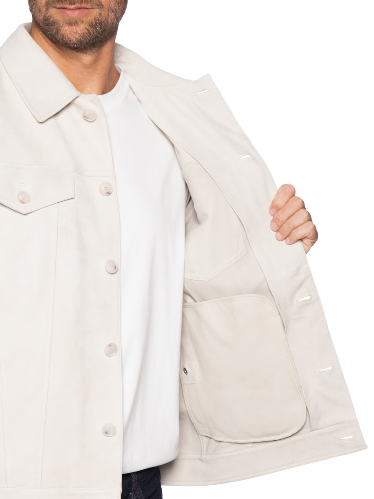 Jaqueta Masculina De Couro C-Merak Off White Boss