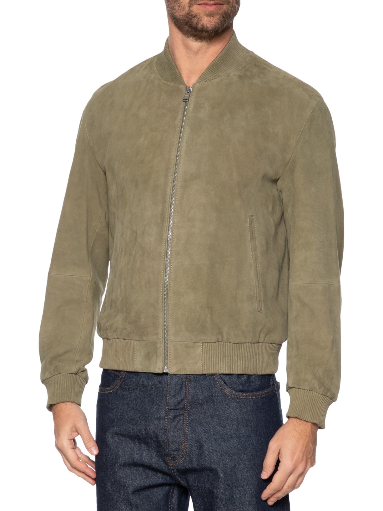 Jaqueta Masculina De Couro H-Muller Verde Boss