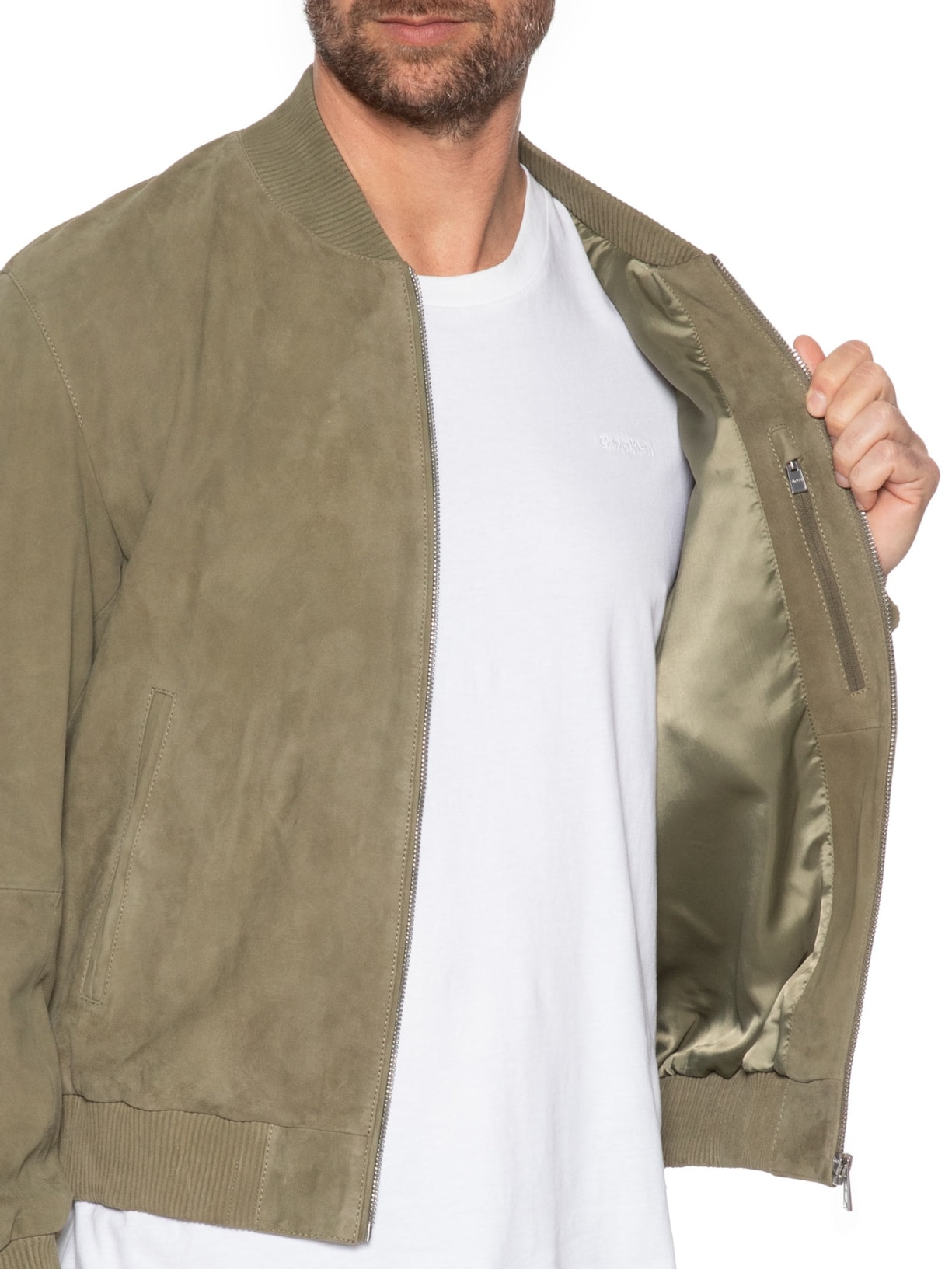 Jaqueta Masculina De Couro H-Muller Verde Boss