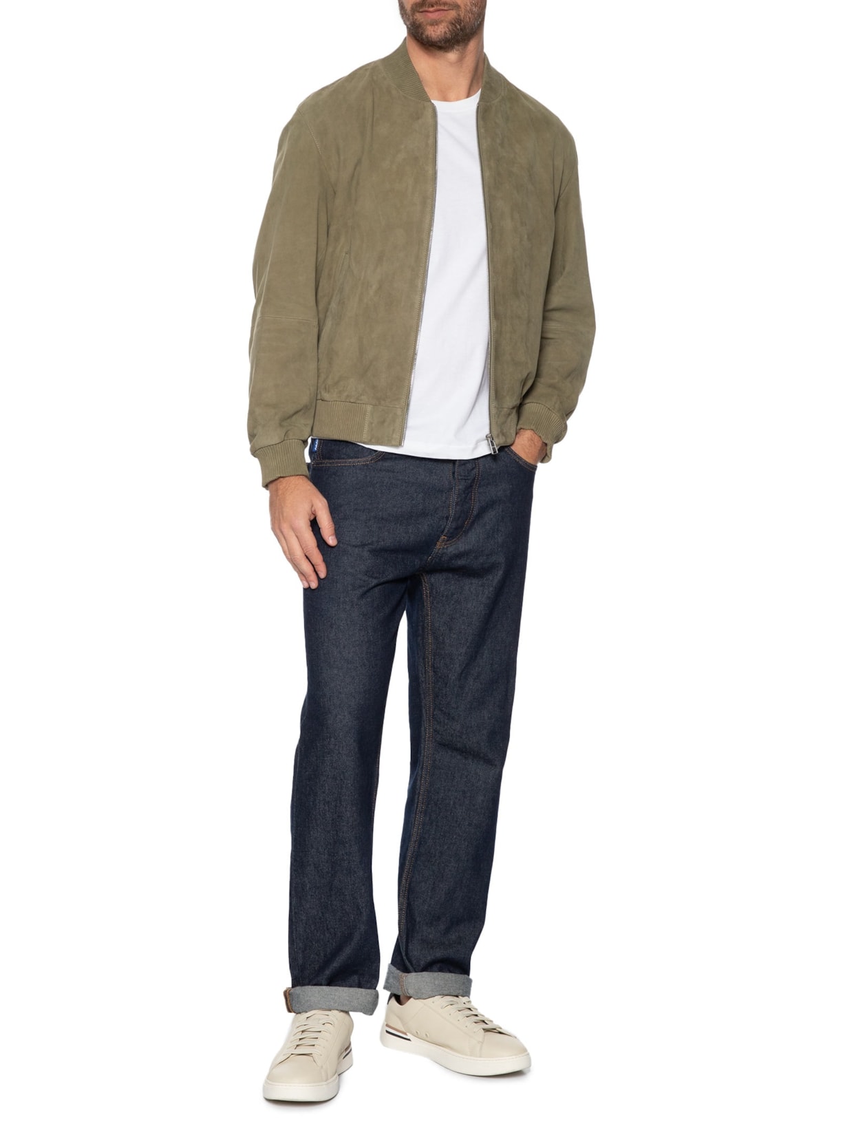 Jaqueta Masculina De Couro H-Muller Verde Boss