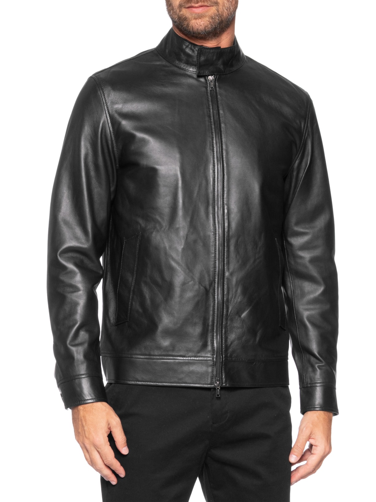 Jaqueta Masculina de Couro Harrington Preto Oficina Reserva