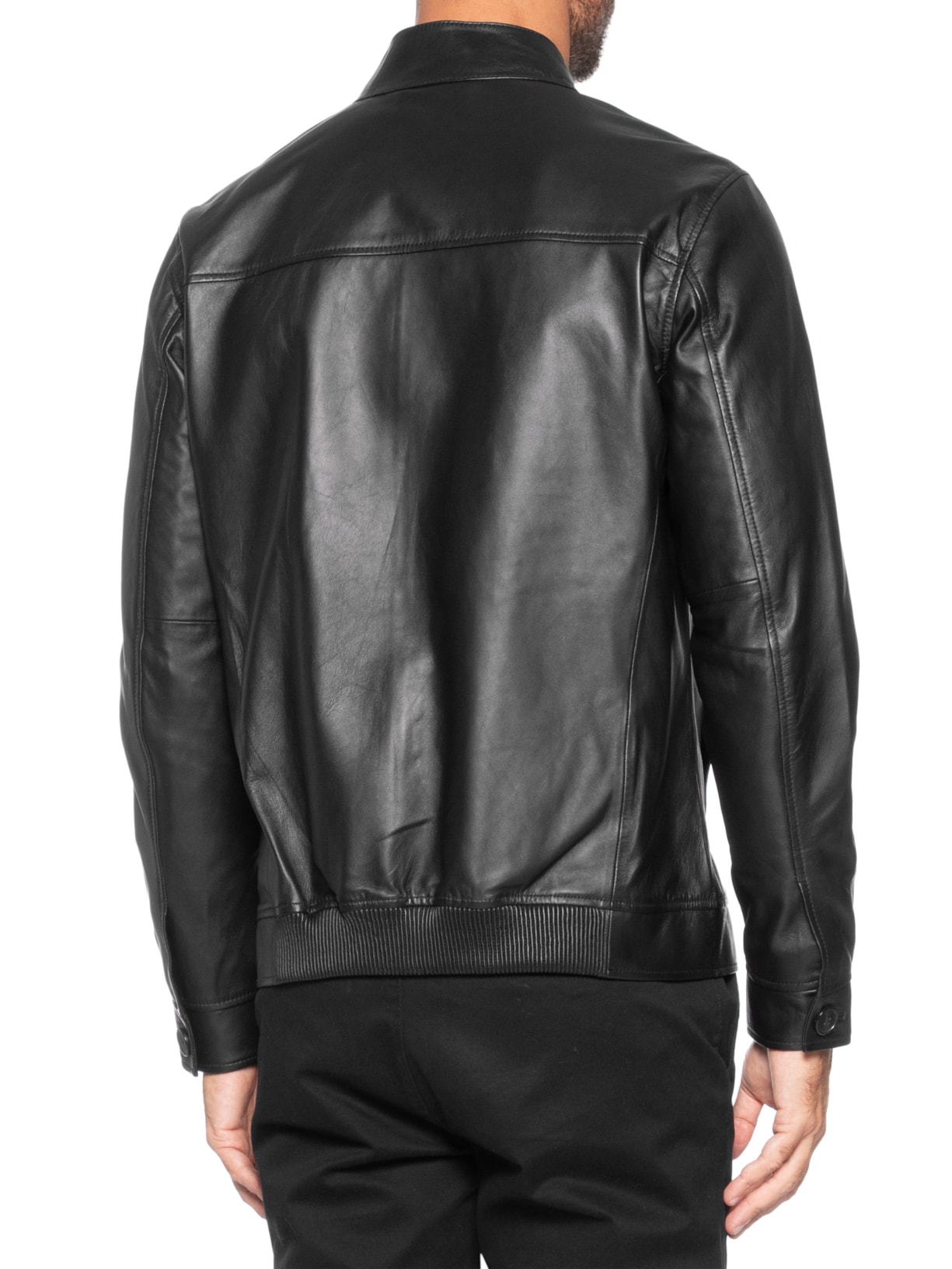 Jaqueta Masculina de Couro Harrington Preto Oficina Reserva