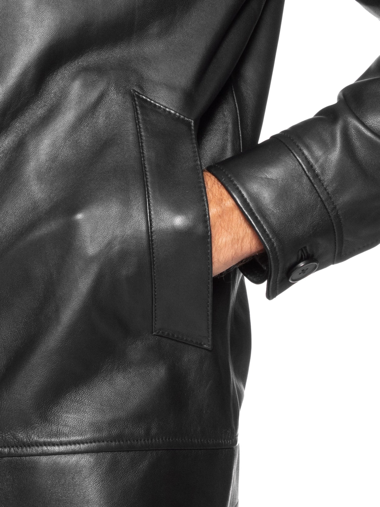 Jaqueta Masculina de Couro Harrington Preto Oficina Reserva