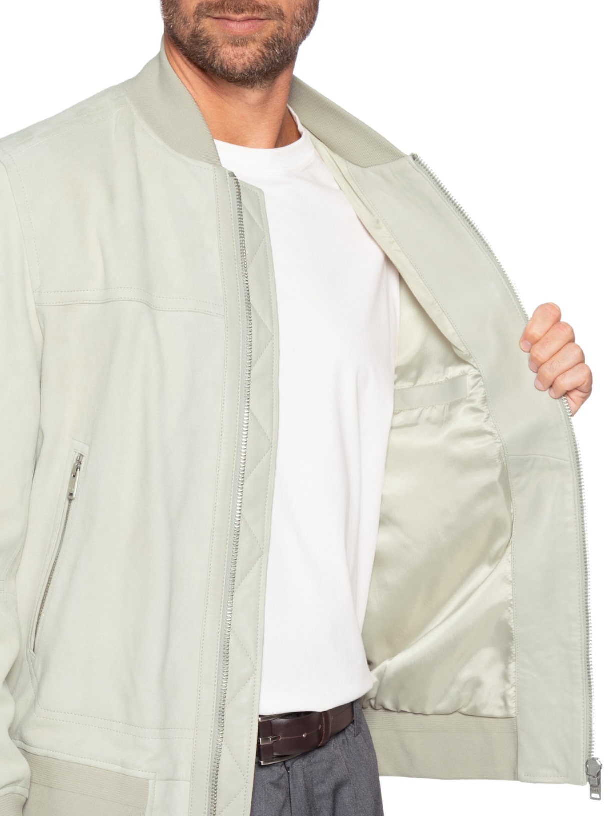 Jaqueta Masculina De Couro Johice Off White Boss