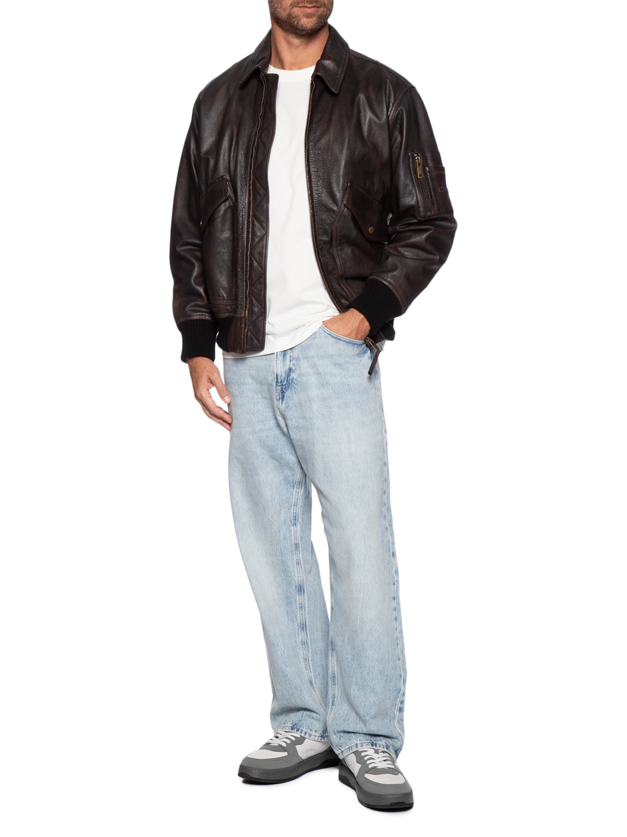 Jaqueta Masculina De Couro Laviat Preto Hugo