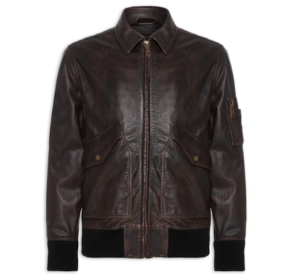 Jaqueta Masculina De Couro Laviat - Preto