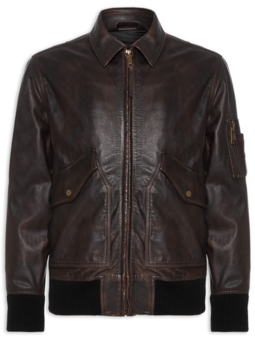 Jaqueta Masculina De Couro Laviat - Preto