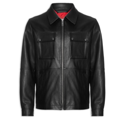 Jaqueta Masculina De Couro Lemni - Preto