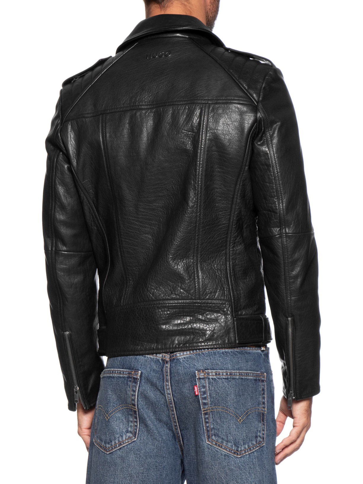 Jaqueta Masculina De Couro Lowis-6 Preto Hugo