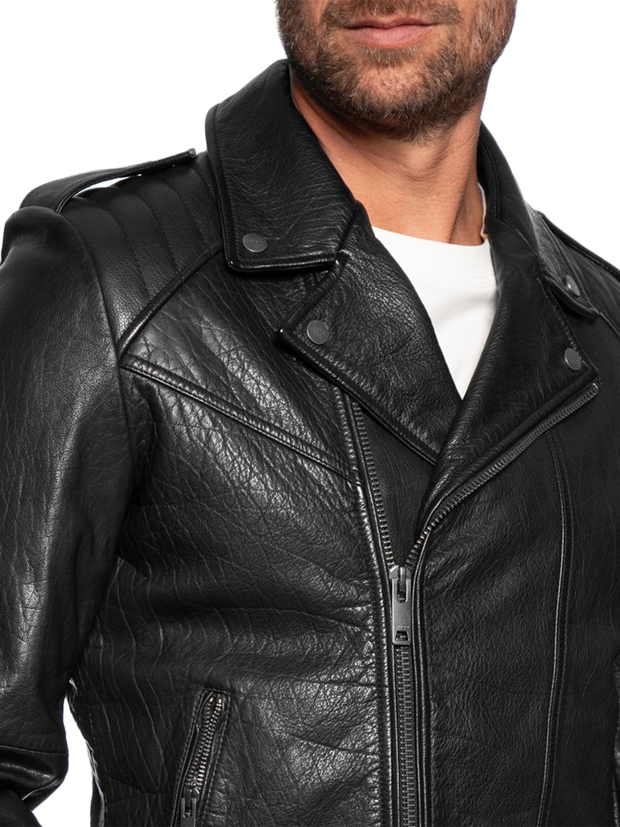 Jaqueta Masculina De Couro Lowis-6 Preto Hugo