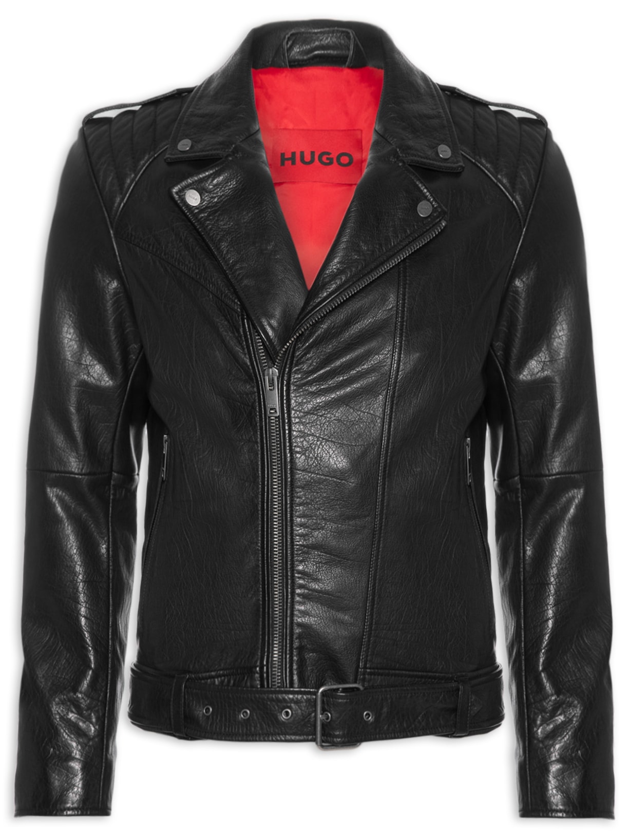 Jaqueta Masculina De Couro Lowis-6 Preto Hugo