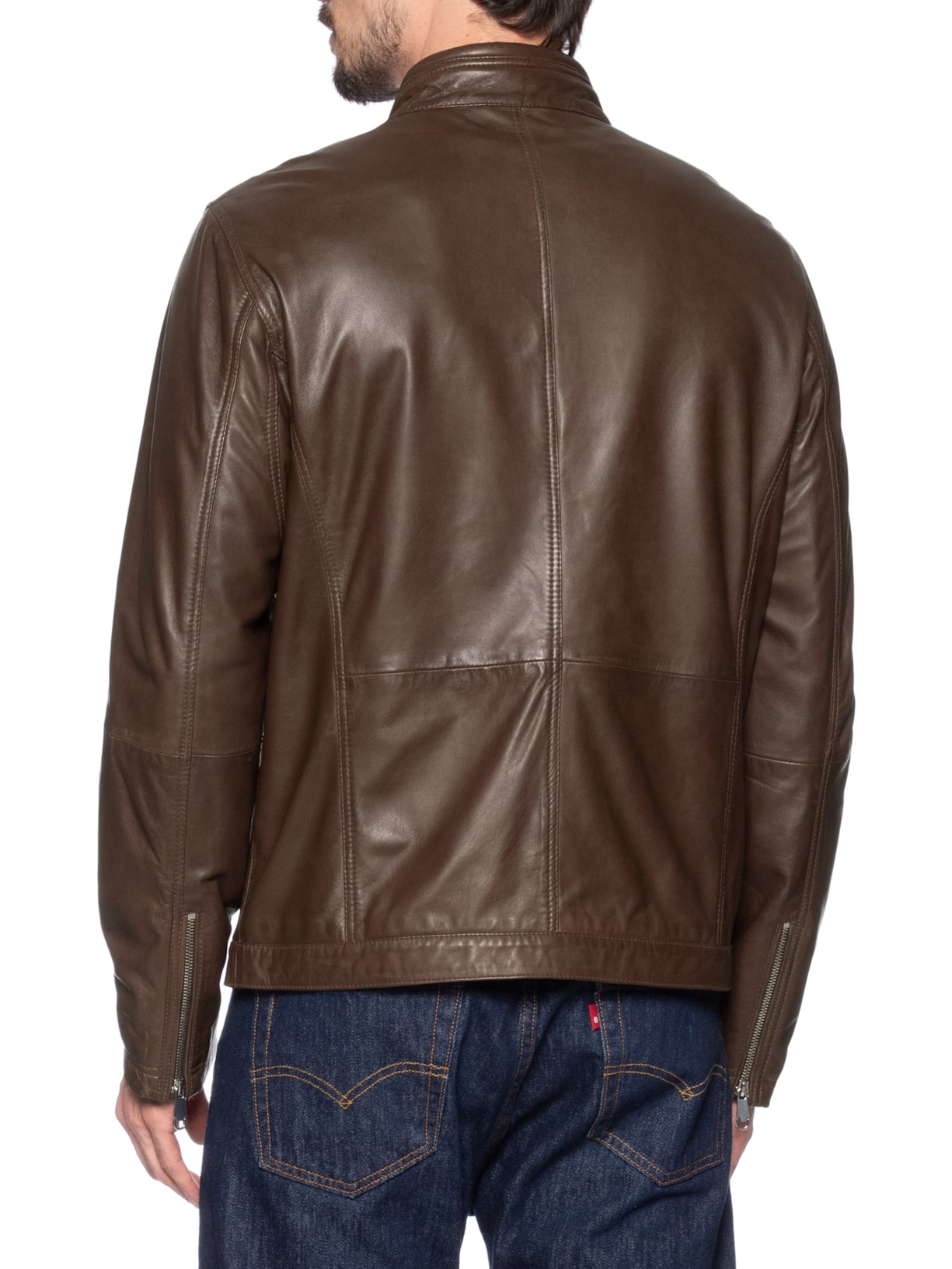 Jaqueta Masculina De Couro Marrom '2 Essential