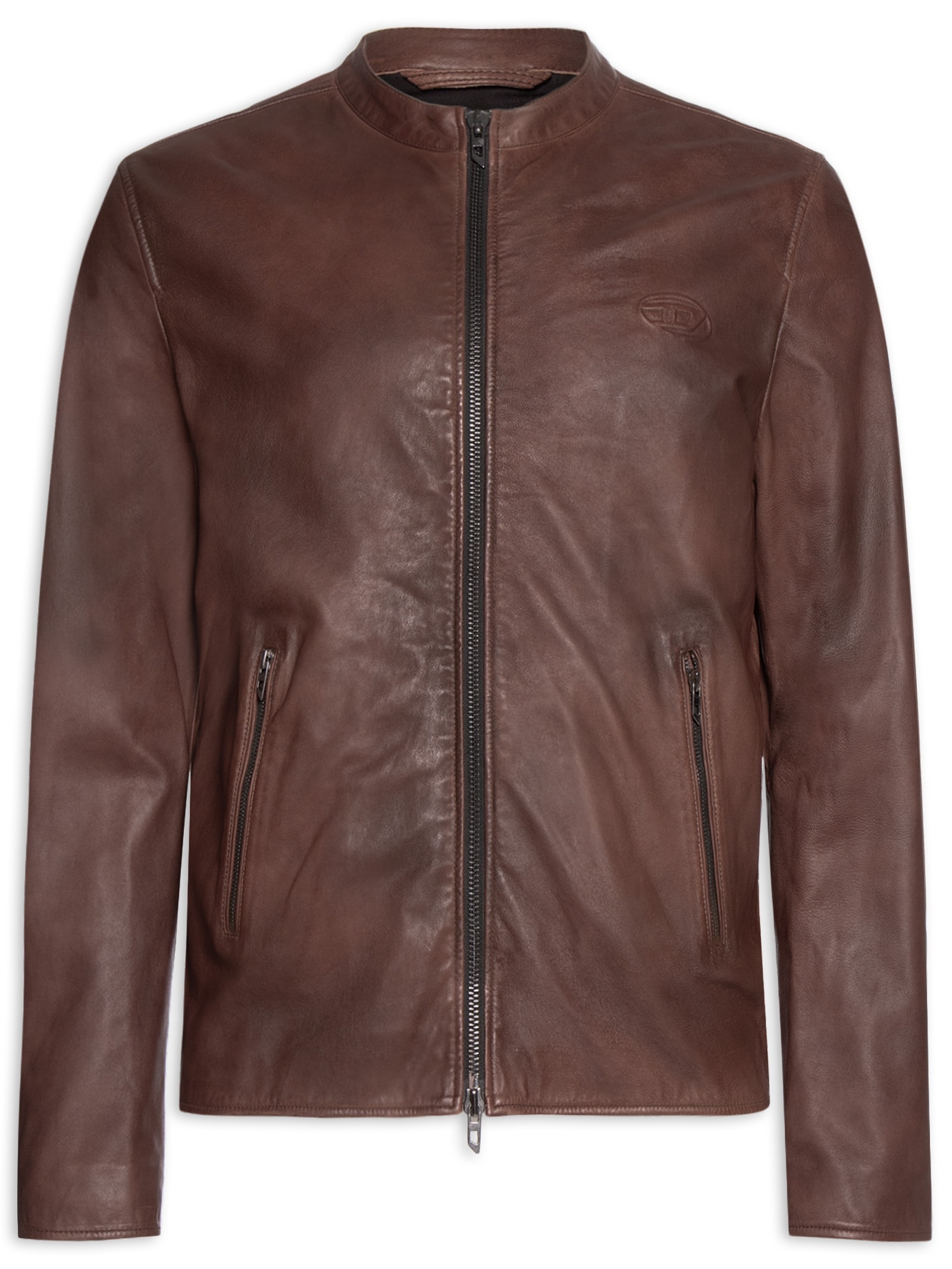 Jaqueta Masculina De Couro Sem Capuz L-Tad-Bkbx - Marrom - Diesel